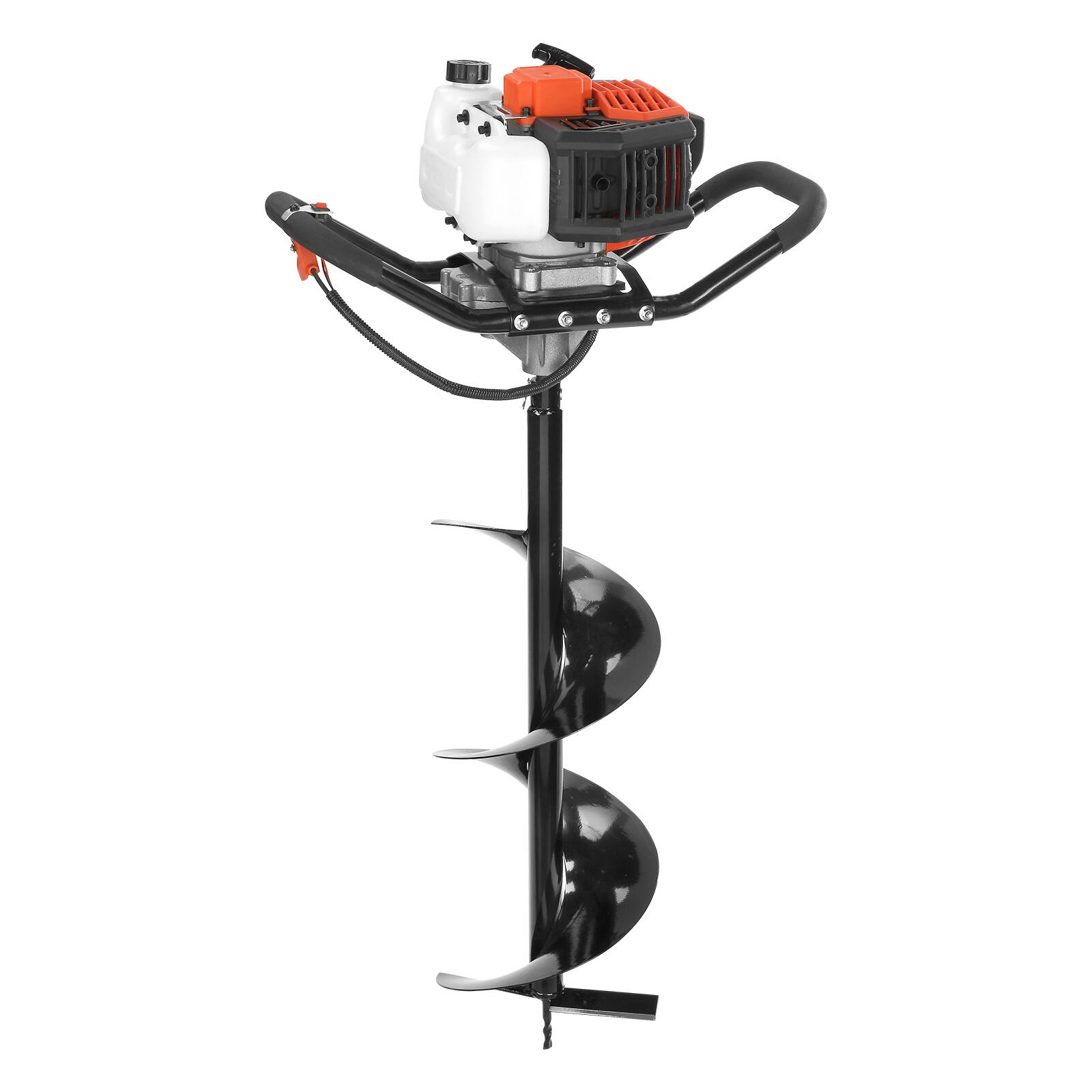 Alt View 5. VEVOR - Gas Powered Post Hole Digger, 52cc Post Hole Auger with 6" & 10" Bits, 3 Extension Rods, 1450W Heavy-Duty Earth Auger - Orange + Black.