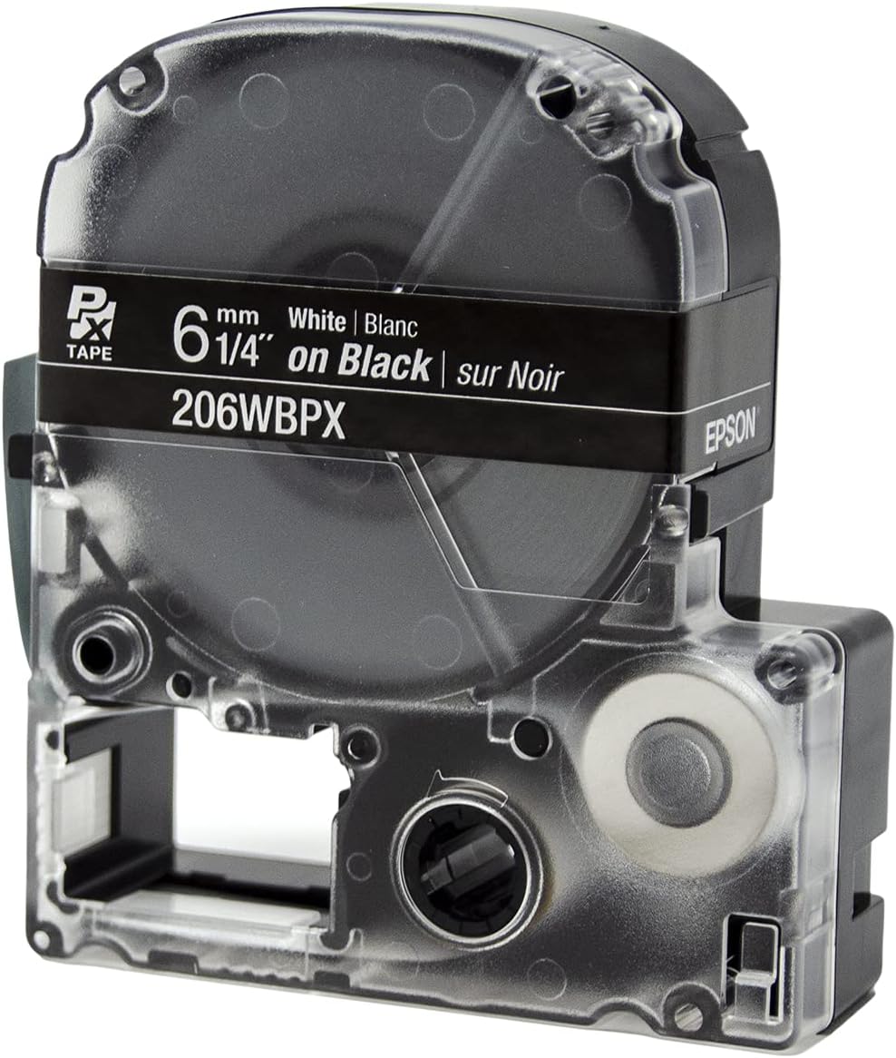 6 mm 1/4" White | Blanc on Black | sur Noir  
206WBPX  
EPSON