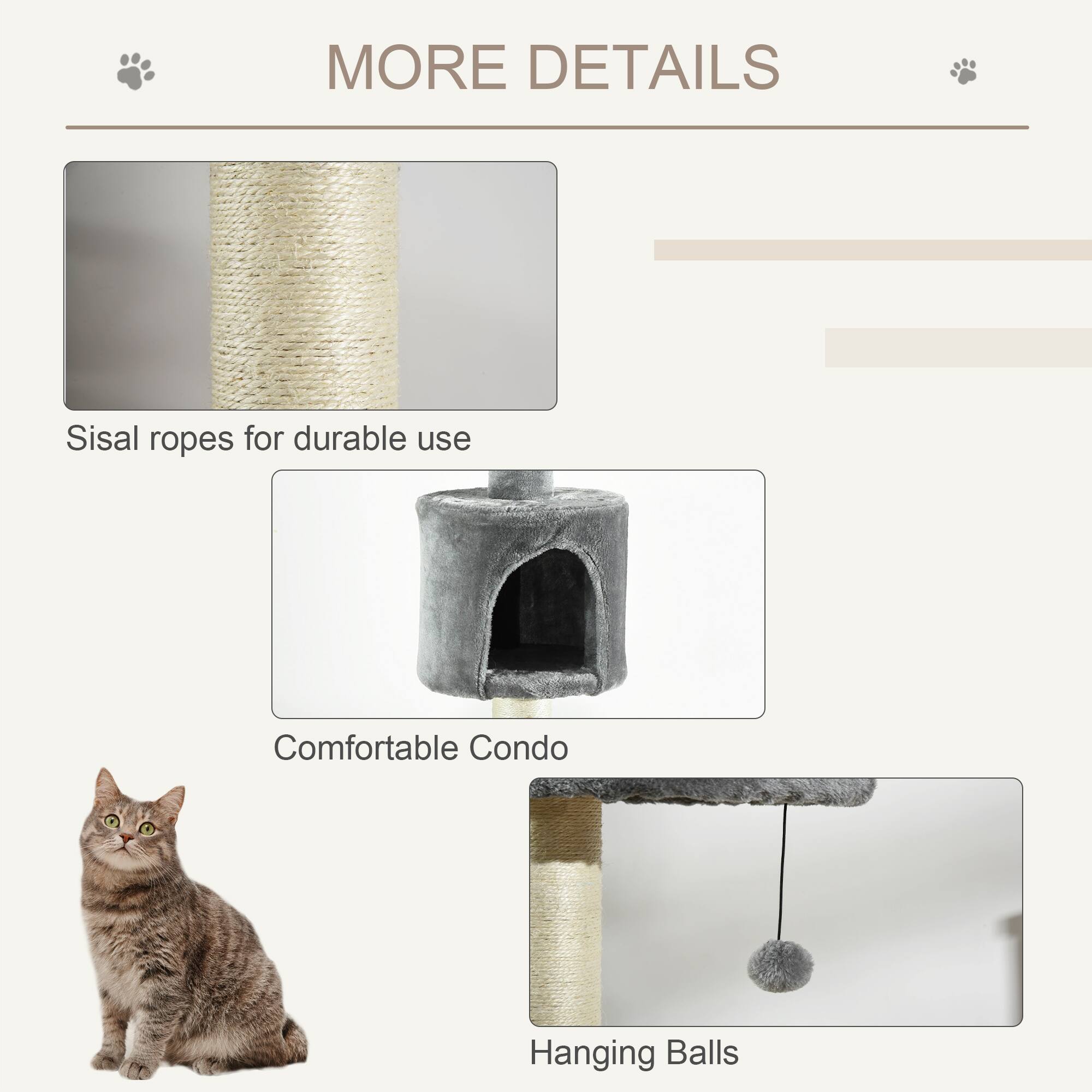 MORE DETAILS

- Sisal ropes for durable use
- Comfortable Condo
- Hanging Balls