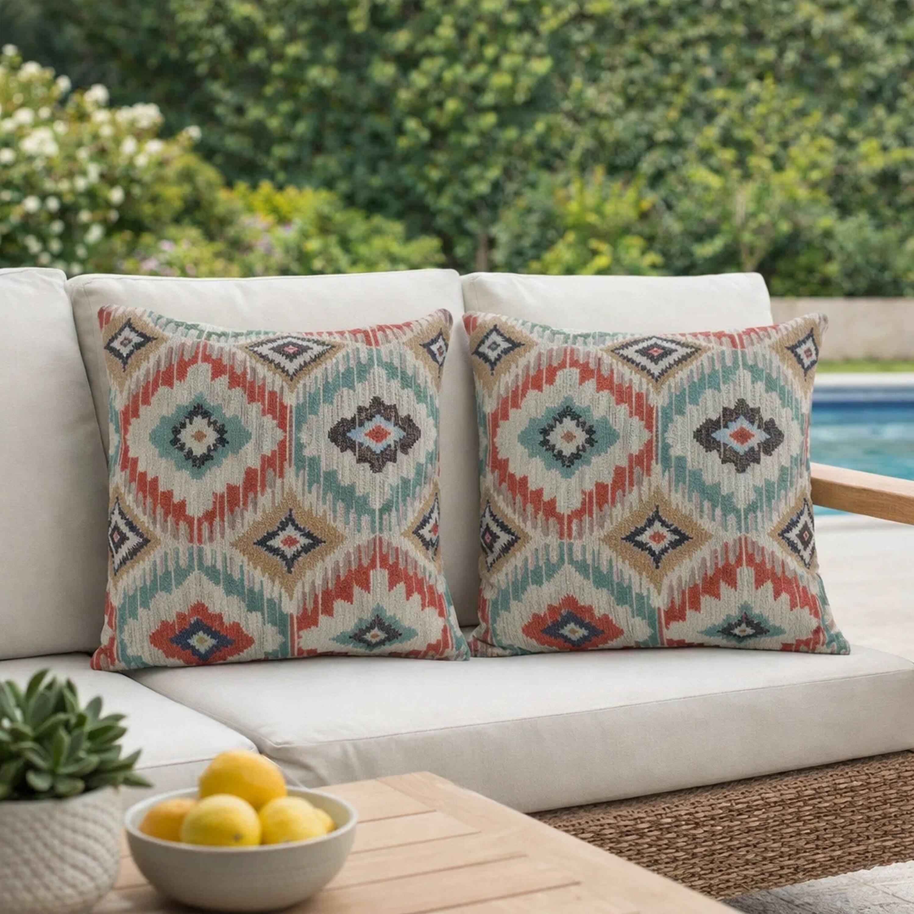 Alt View 3. Manhattan Lane - Contemporary Style Diamond Patterned Set of 2 Throw Pillows - Multicolor.