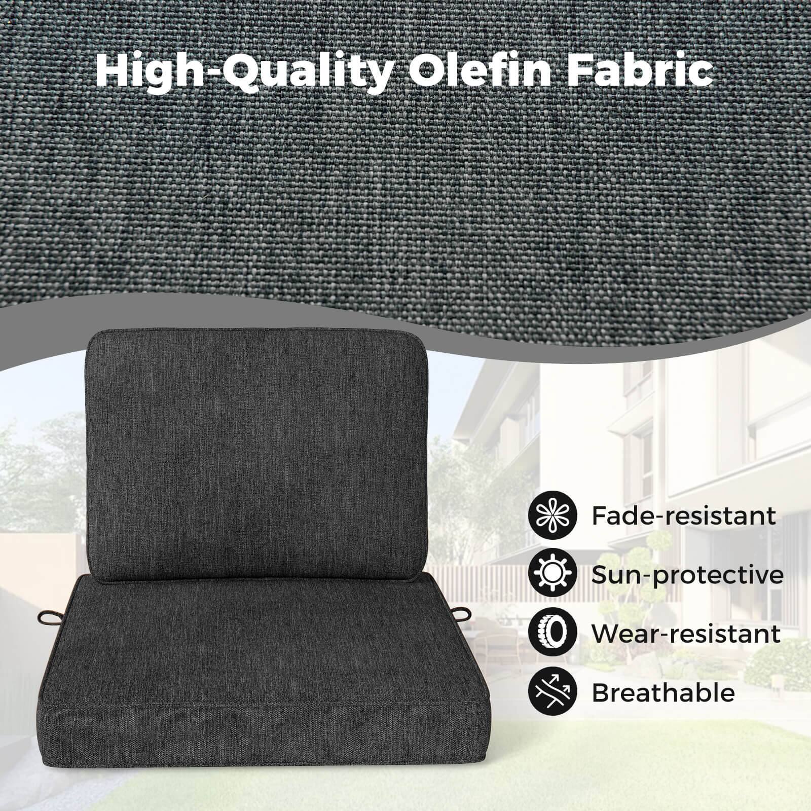 High-Quality Olefin Fabric

- Fade-resistant
- Sun-protective
- Wear-resistant
- Breathable