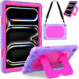 UUCOVER - for Samsung Galaxy Tab A11+ 11" 2025 (SM-X230/X236/X238) Shockproof Silicone + PC Case Stand Cover with Shoulder Strap - Purple