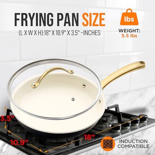 FRYING PAN SIZE  
(L X W X H): 18" X 10.9" X 3.5" - INCHES  
WEIGHT: 5.5 lbs  
INDUCTION COMPATIBLE