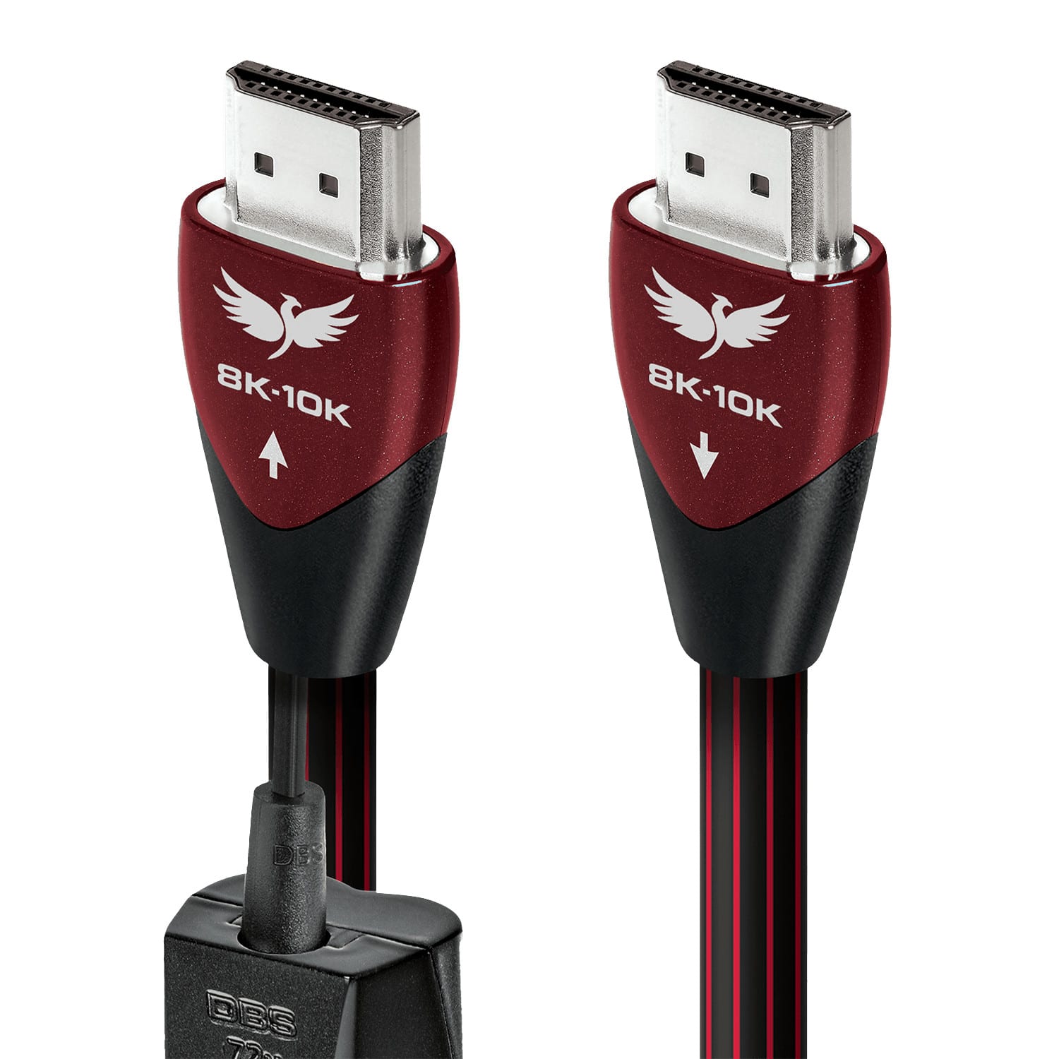 AudioQuest - FireBird 48 9.8' 4K-8K-10K 48Gbps In-Wall Rated HDMI Cable - Black/Red Stripes - Front_Zoom