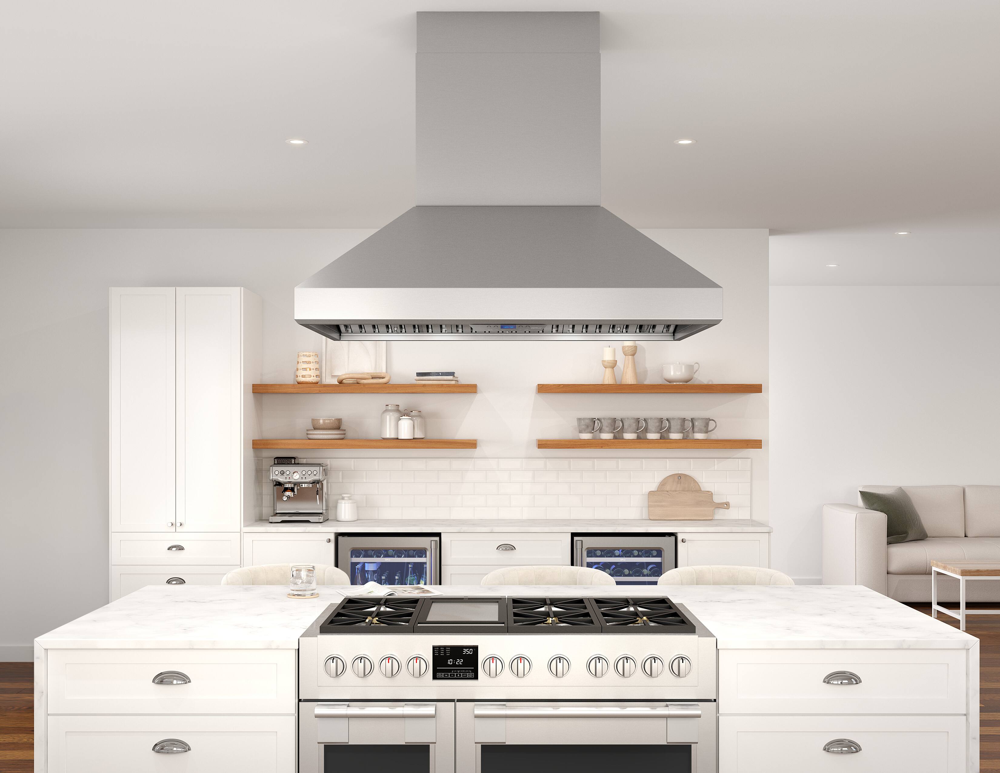Alt View 11. Zephyr - Titan 48 in. 750 CFM Island Mount Range Hood with LED Light - Stainless Steel.