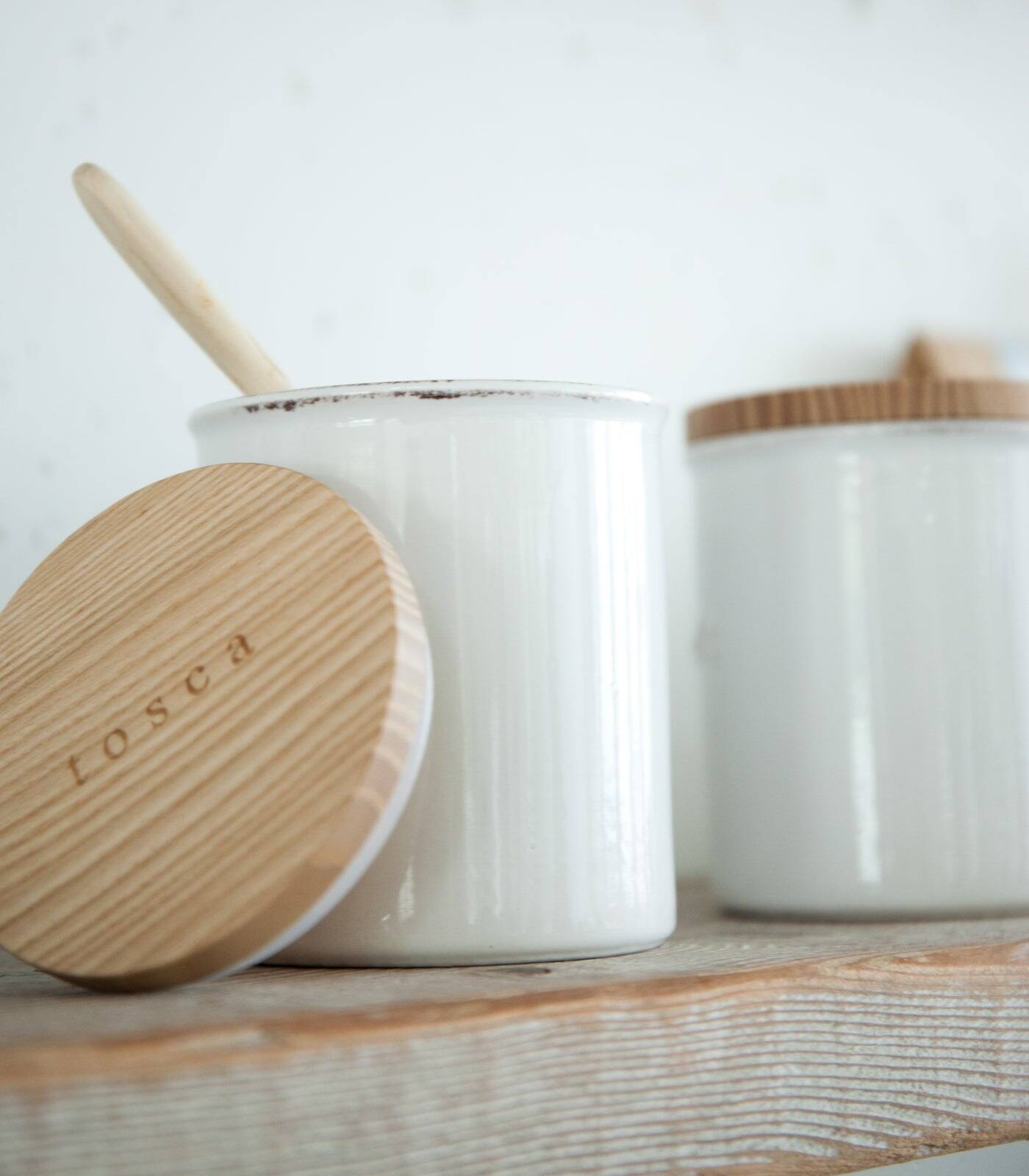 Left. Yamazaki Home - Ceramic Canister - Four Styles - - white.