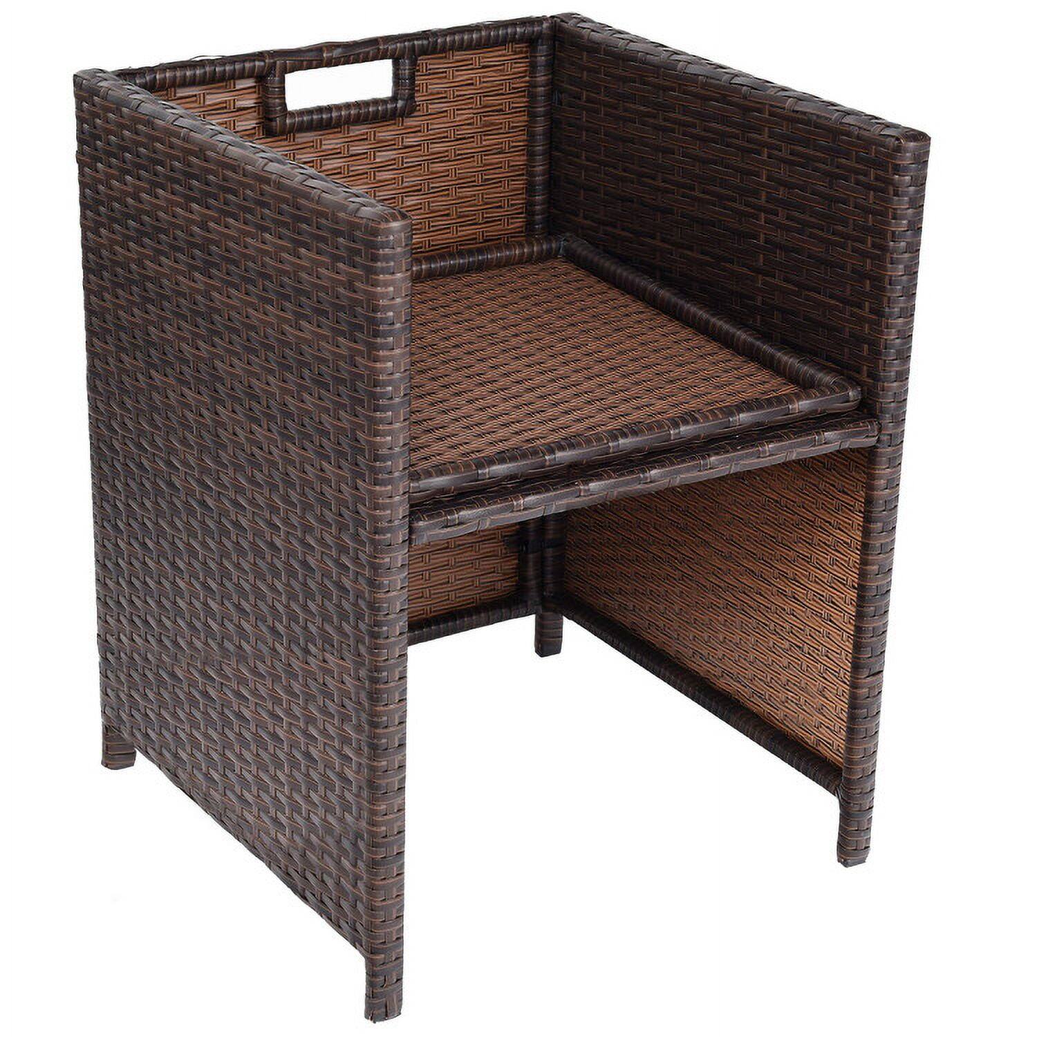 Angle. Kadyn - 10 Pieces Outdoor Patio Dining Set, Patio Seating Conversation Set, Modern Patio Sofa Sectional All Weather Proof - Brown.