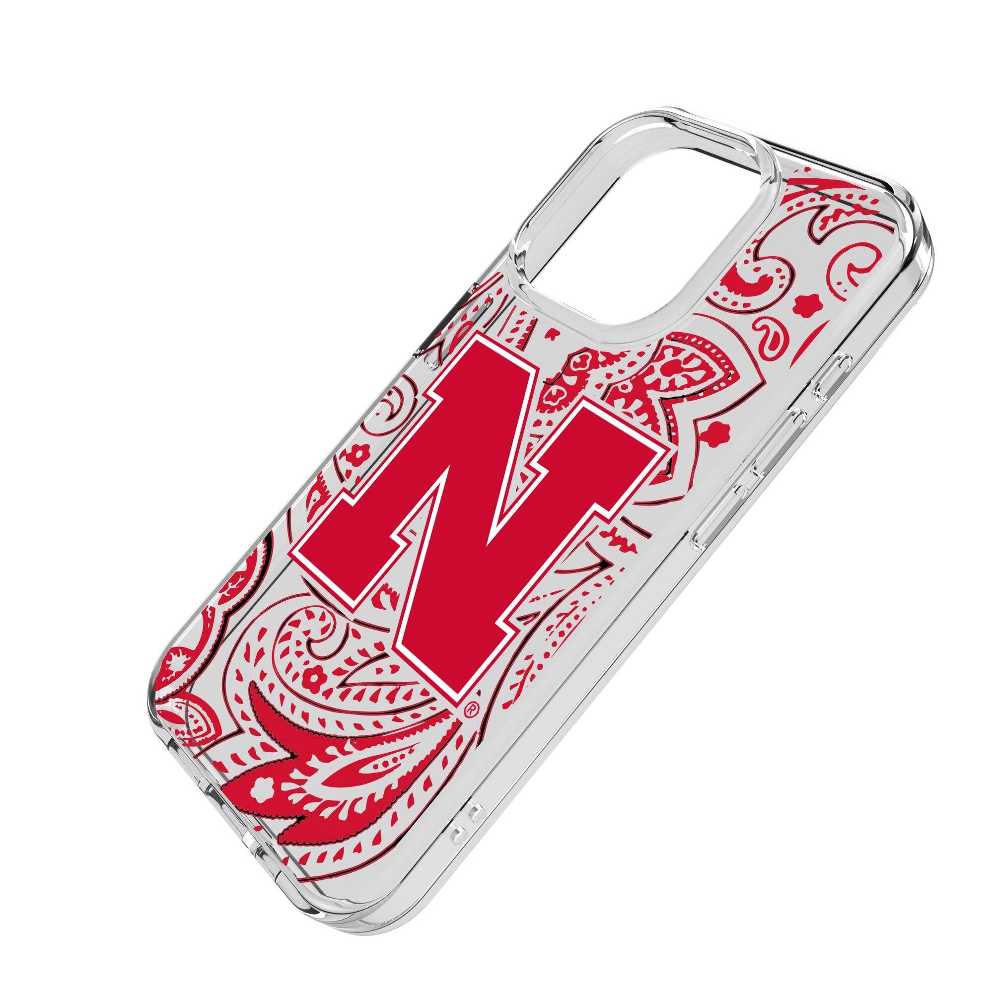 Alt View 1. Keyscaper - Nebraska Huskers iPhone Paisley Design Clear Case - 13 Pro - Multicolor.