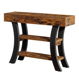 Kadyn - Industrial Console Table - Shelves, Metal Legs, Living Room Side Table, Rustic Sofa Entryway, Storage - Brown