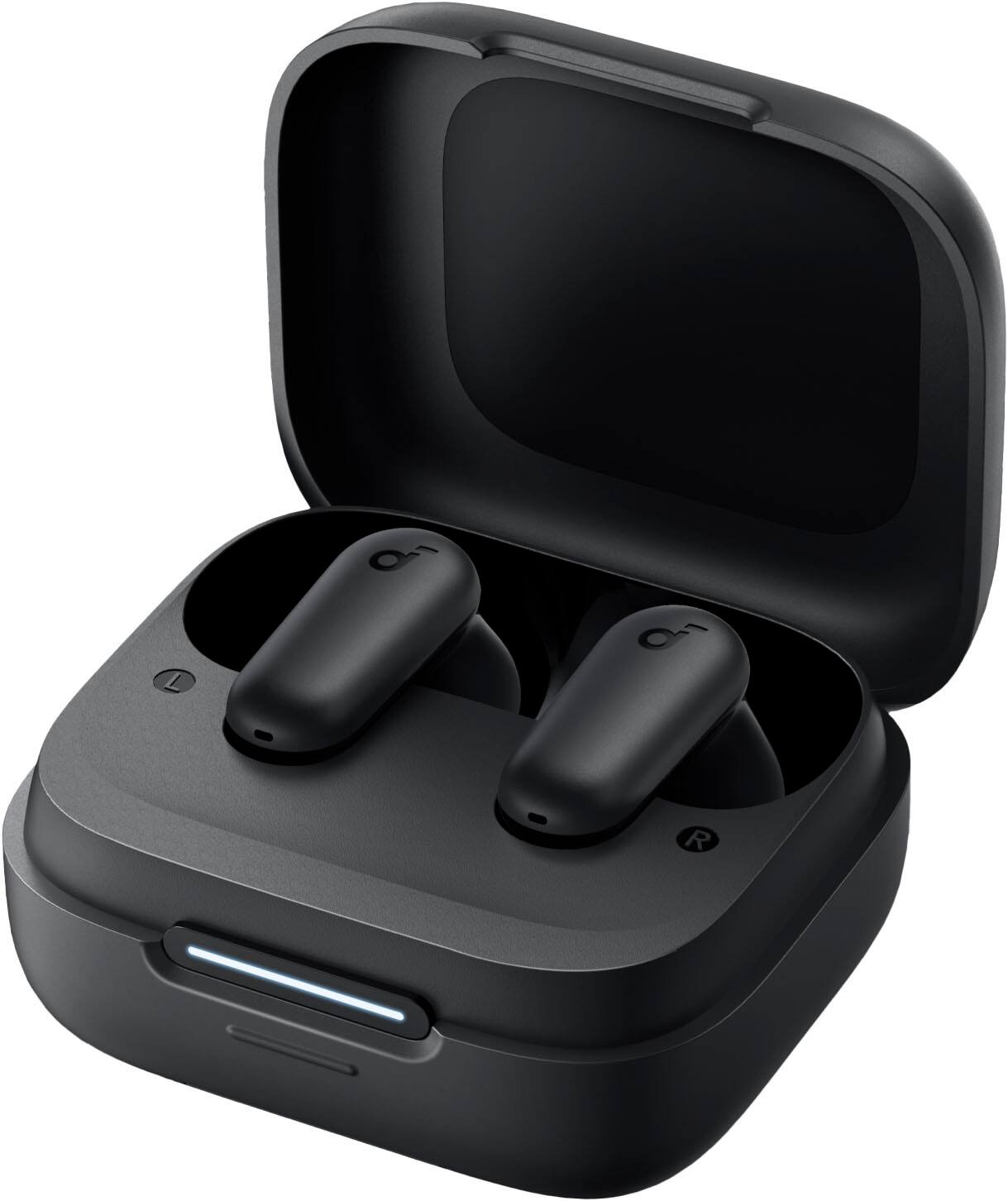 Left. Soundcore - by Anker P30i True Wireless Noise Cancelling Earbuds - Black.