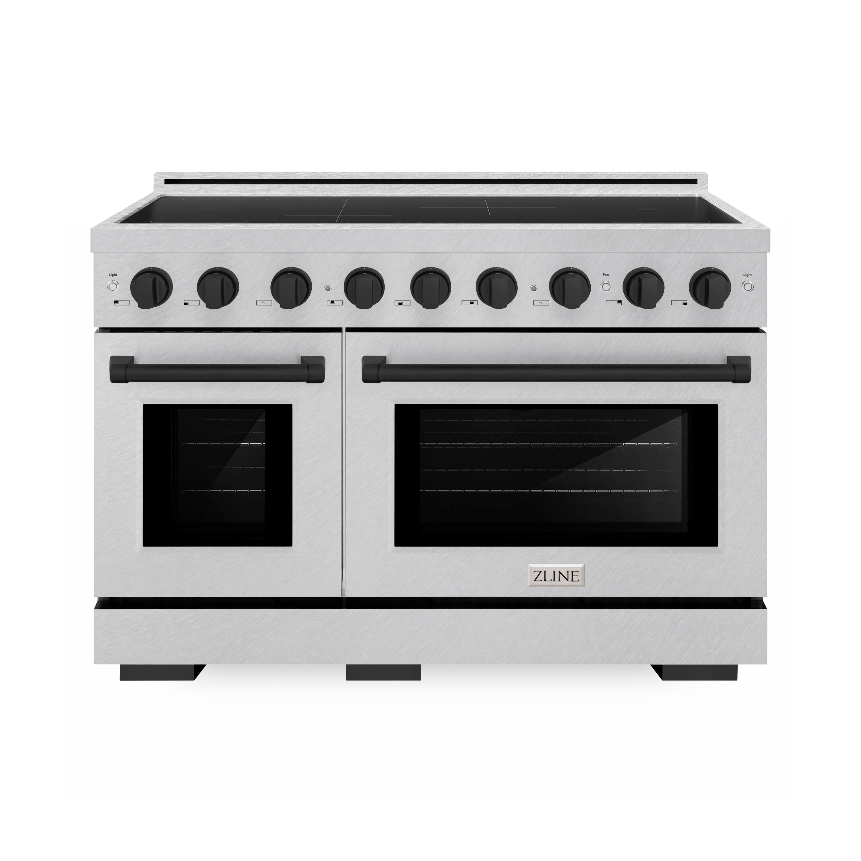 Front. ZLINE - Autograph 48 in. 6.7 cu. ft. Paramount Freestanding Induction Range in Satin Stainless Steel with Black Accents - DuraSnow Stainless Steel.