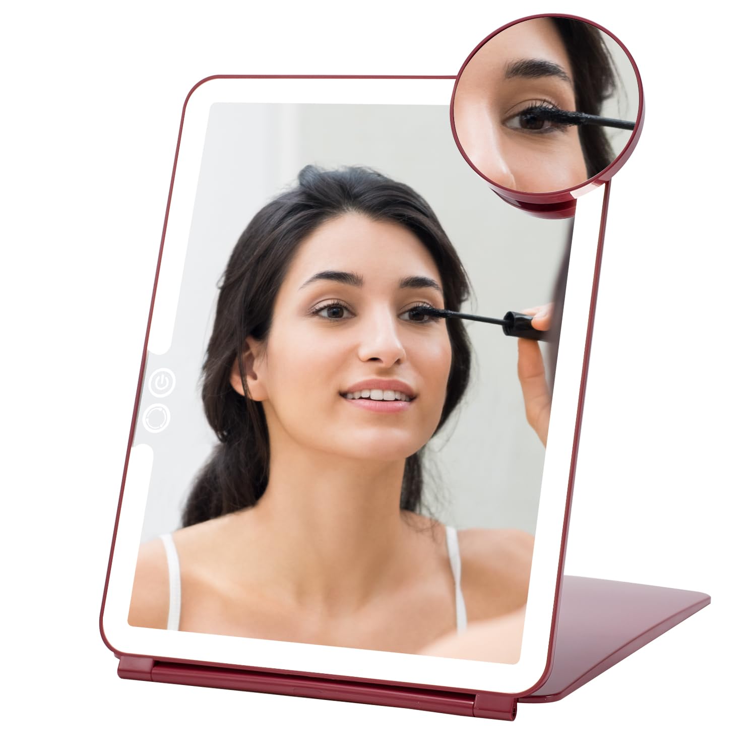 Alt View 6. Pacoar Cade - Makeup Mirror Rechargeable Vanity With Lights Inches Colors Light Touch Screen (wine - C-white.