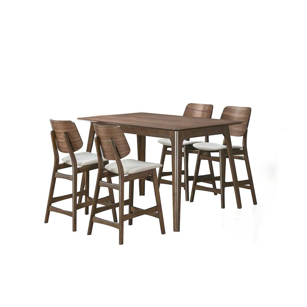 New Classic Furniture - Oscar 5-piece Wood Counter Dining Set - Walnut