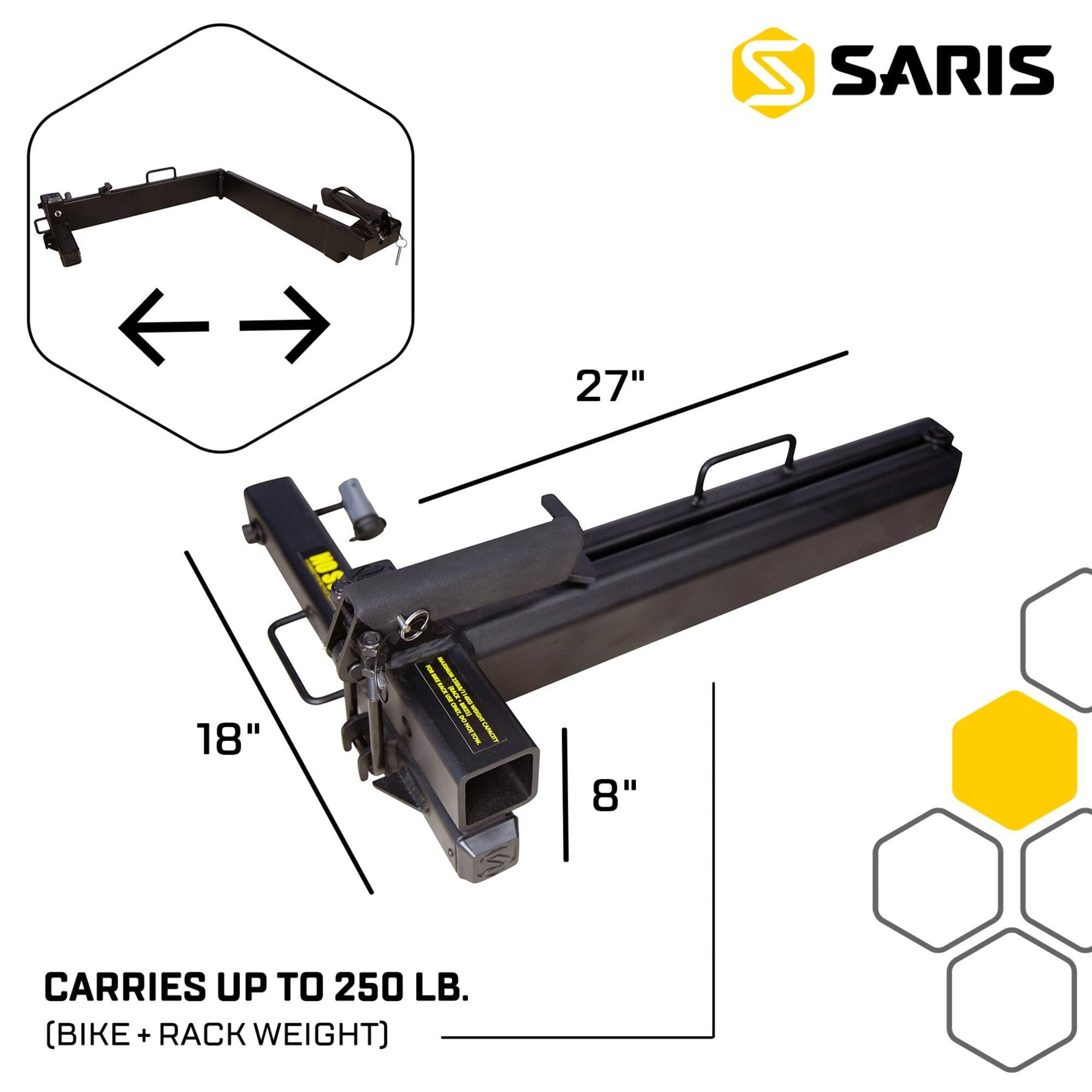 S SARIS 27" 18" 8" CARRIES UP TO 250 LB. (BIKE + RACK WEIGHT)