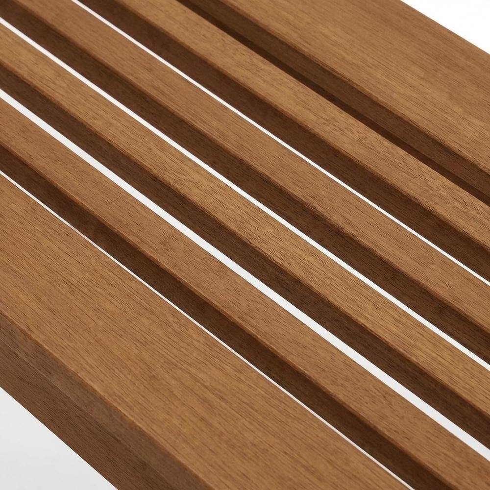 Alt View 1. Outdoor Escape - Backless outdoor garden bench with light wood finish for patio and deck sitting - Light Wood.