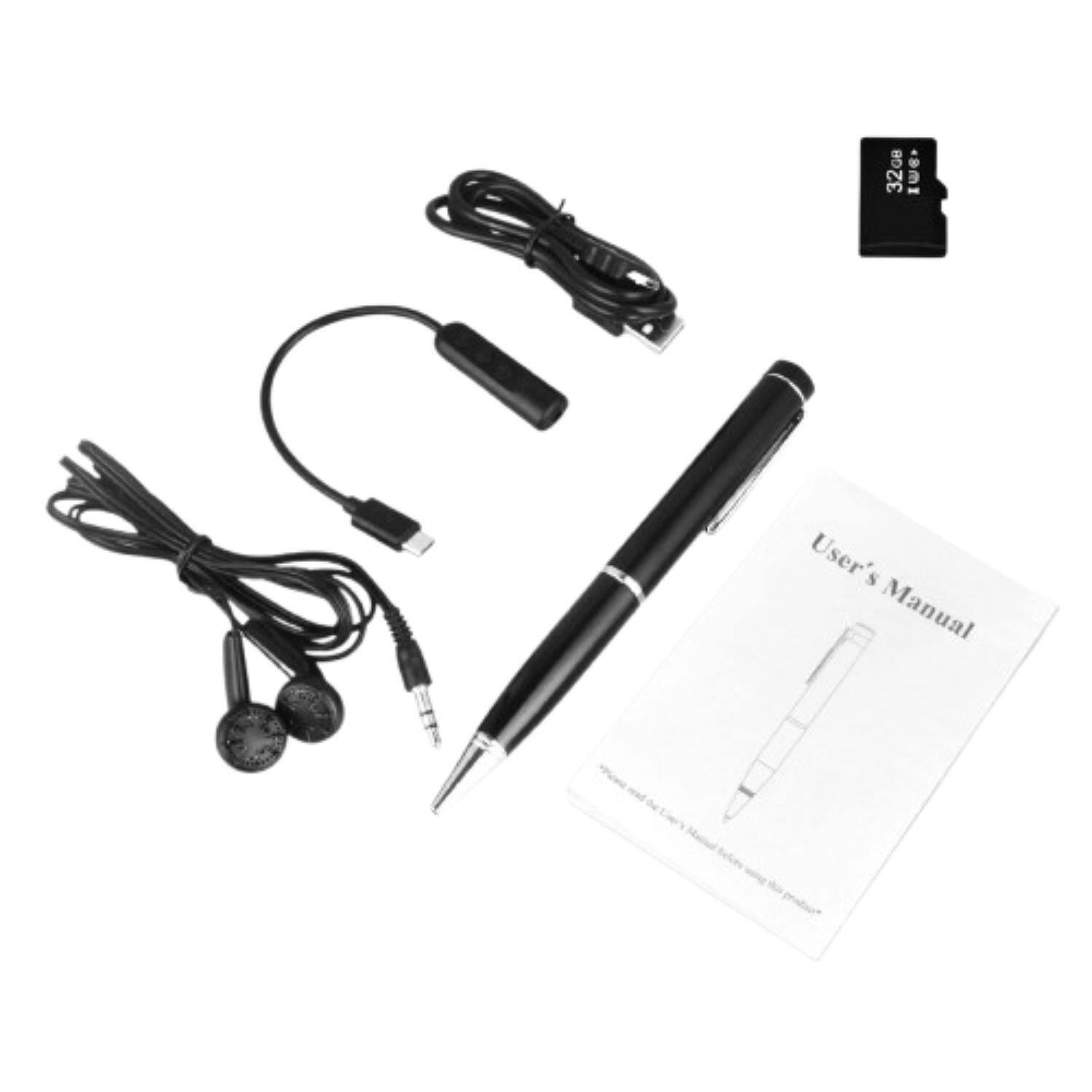 Home Collection - 32GB Mini Spy Pen Voice Recorder – Hidden Audio Recording Device, Voice Activated for Office and Personal Use - Black