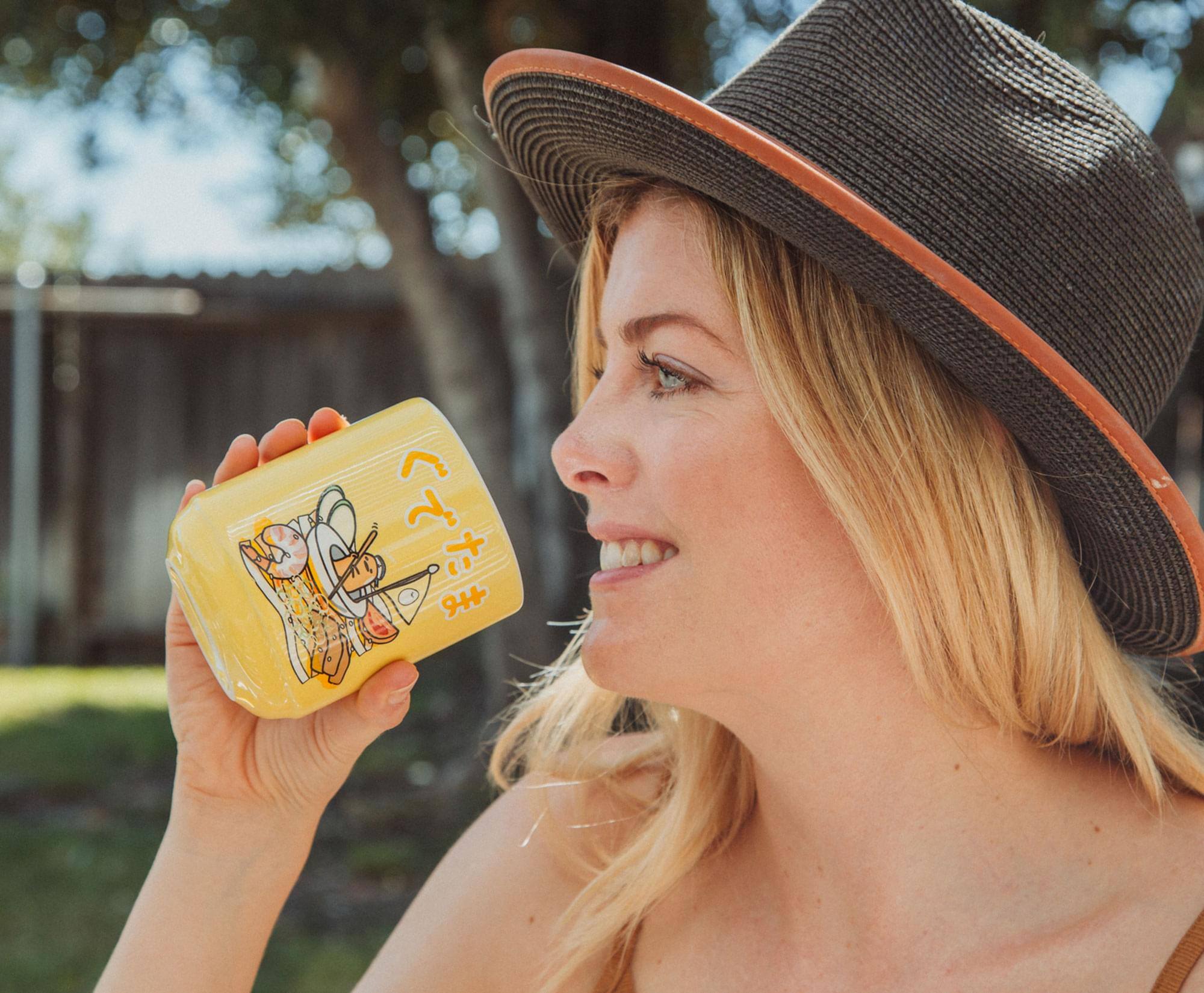 Alt View 2. Silver Buffalo - Sanrio Gudetama Sailing On Ramen Asian Ceramic Tea Cup | Holds 9 Ounces - Yellow.