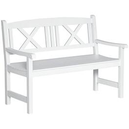 Outsunny - 2-Seater Wooden Garden Bench, 4FT Outdoor Patio Loveseat with Unique X-Shape Back for Yard, Lawn, Porch - White