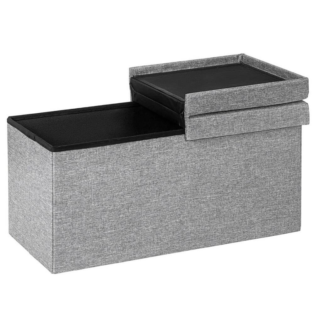 Alt View 5. Kadyn - 30 Inch Folding Storage Ottoman with Lift Top-Light Gray, Folding Footstools,Multi-Functional Ottoman for Entryway - Gray.
