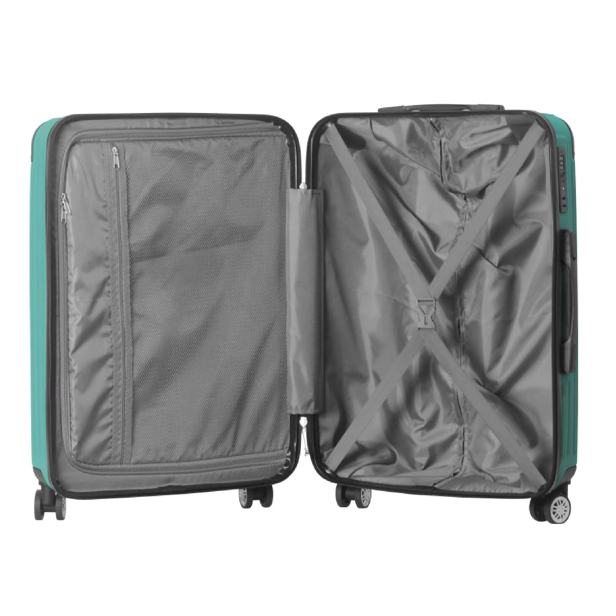 Alt View 9. Bestier - 3-Piece ABS Hardshell Luggage Set (20”/24”/26”) with Spinner Wheels, TSA Lock & Telescopic Handle - Aqua Green.