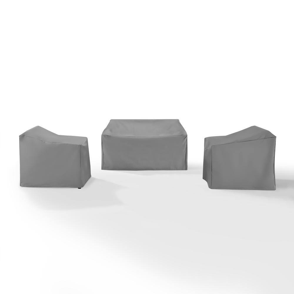 Left. Crosley Furniture - 3Pc Outdoor Furniture Cover Set - Loveseat & 2 Chairs - Gray.