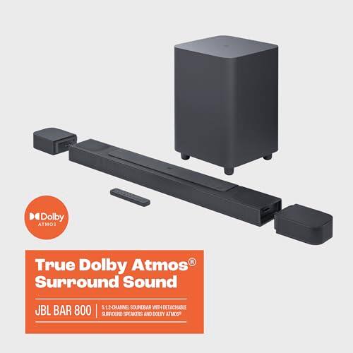 True Dolby Atmos Surround Sound 5.1.2-Channel Soundbar with Detachable JBL Bar 800 Surround Speakers and Dolby Atmos
