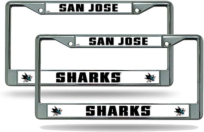 San Jose Sharks NHL Chrome Metal License Plate Frame - Set of 2 Frames