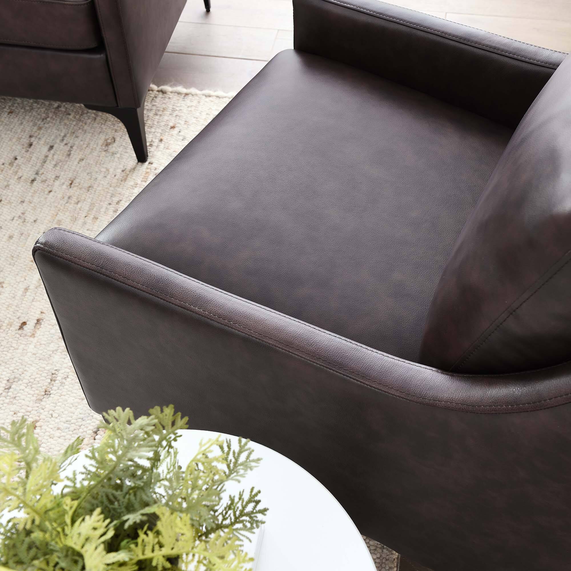 Alt View 4. Modway - Corland Leather Armchair by Modway - Brown.