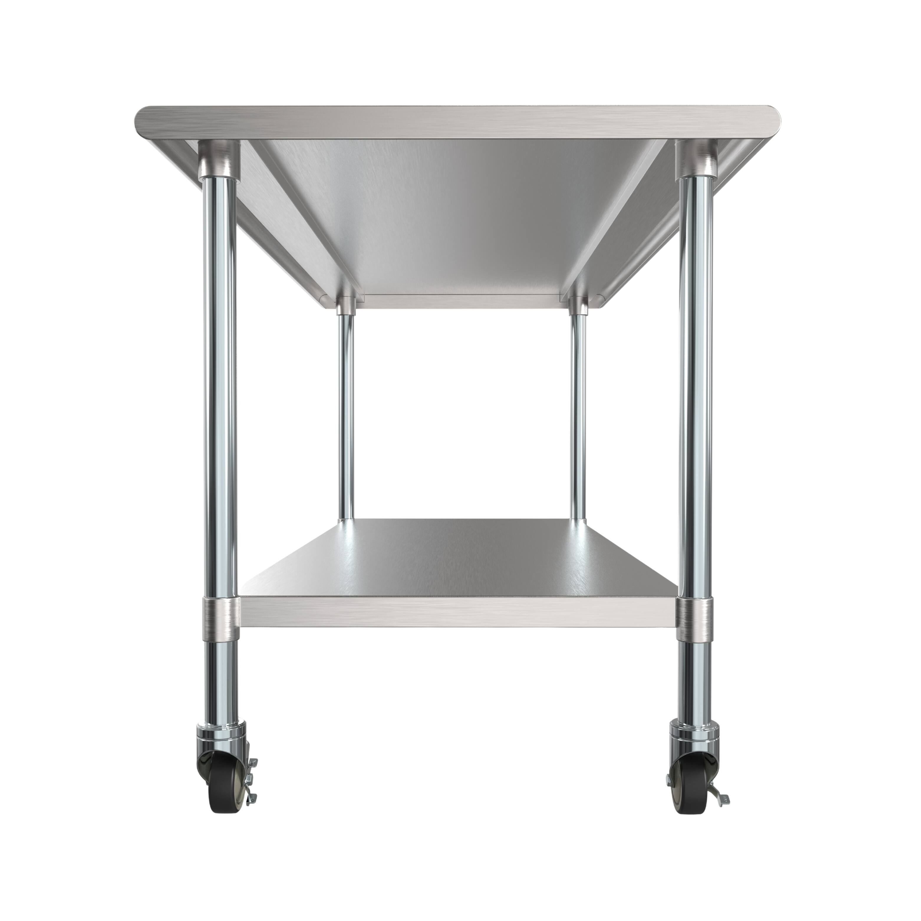 Alt View 4. Koolmore - 30" x 60" 18-Gauge 304 Stainless Steel Commercial Work Table with Casters, CT3060-18C. - Silver.