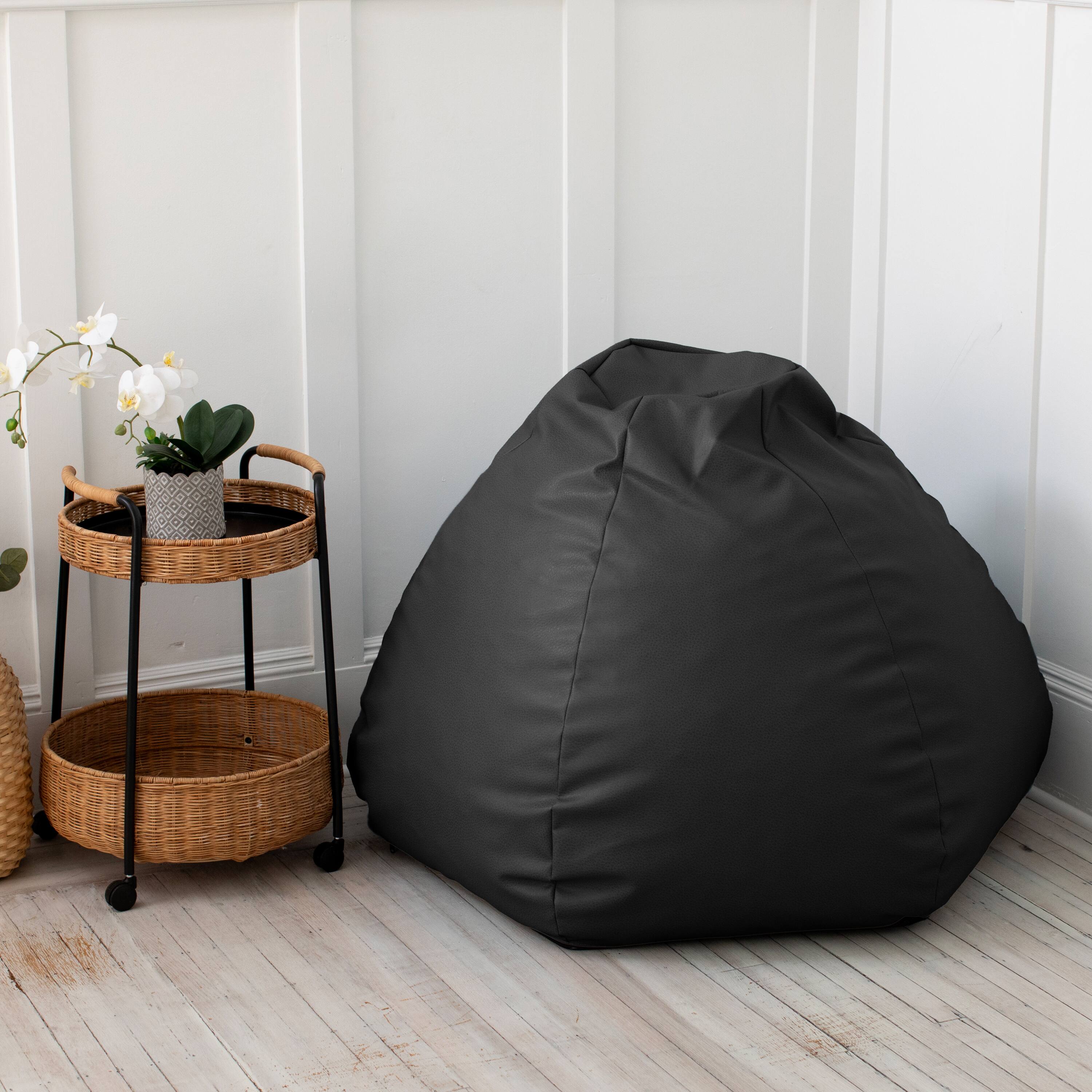 Back. Jaxx - Atrium Collection Lozia Loveseat - Large Foam Bean Bag Sofa Faux-Leather - Black - Black.