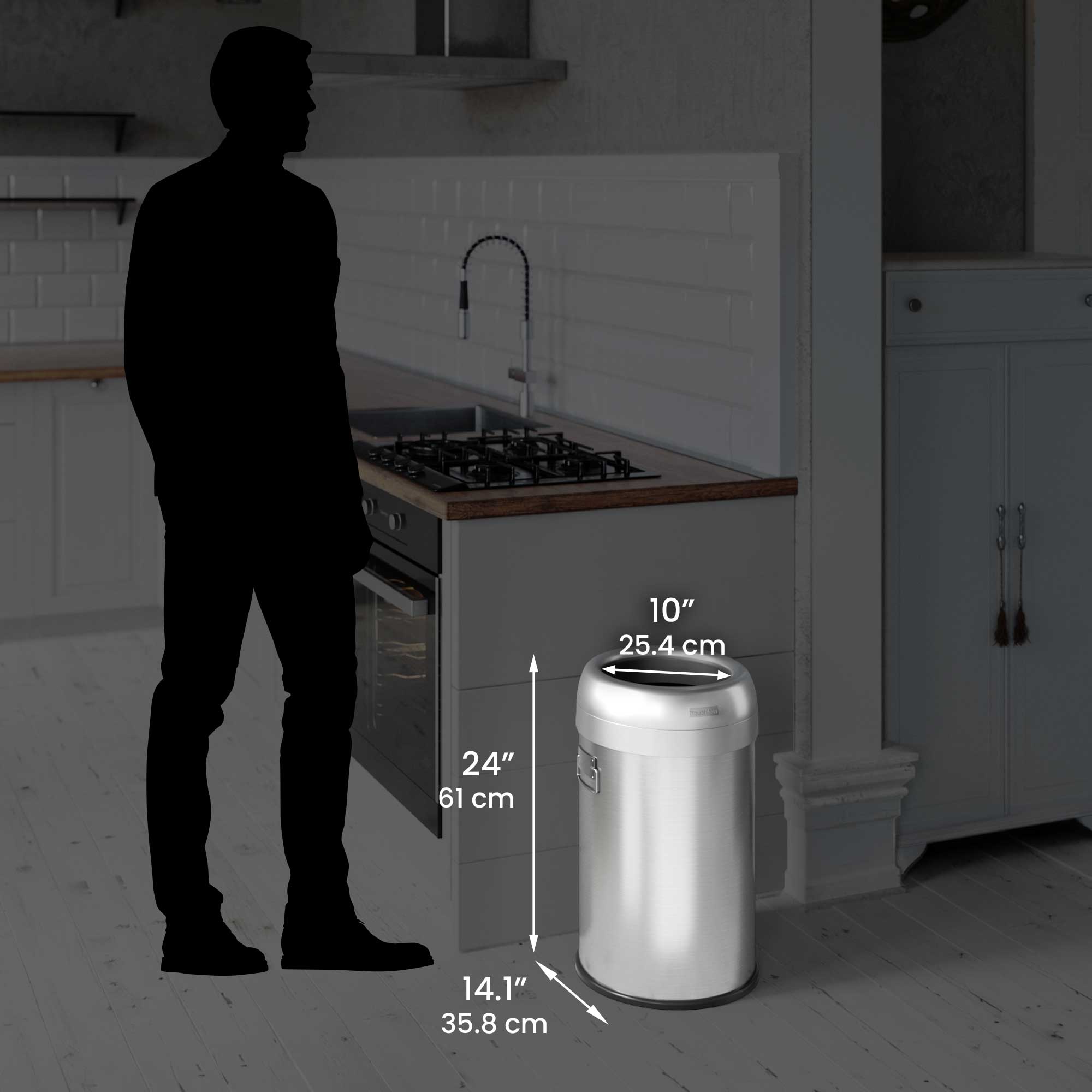 10" 25.4 cm  
24" 61 cm  
14.1" 35.8 cm