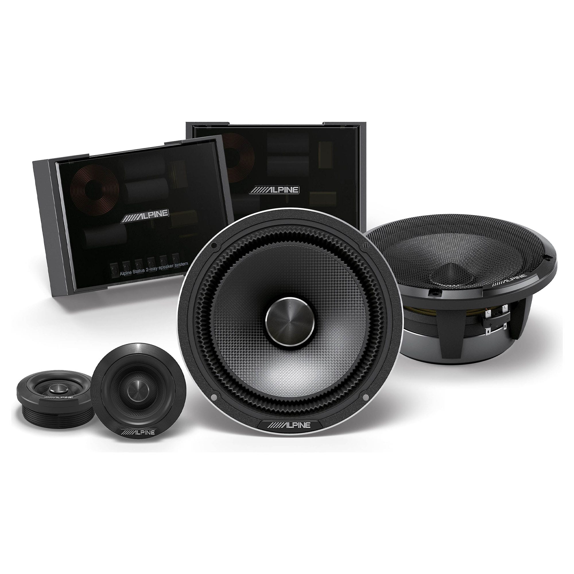 Alpine - HDZ-65CS Status Hi-Res Series 6-1/2" 2-way Slim-fit Component Speaker System - Black/Gray