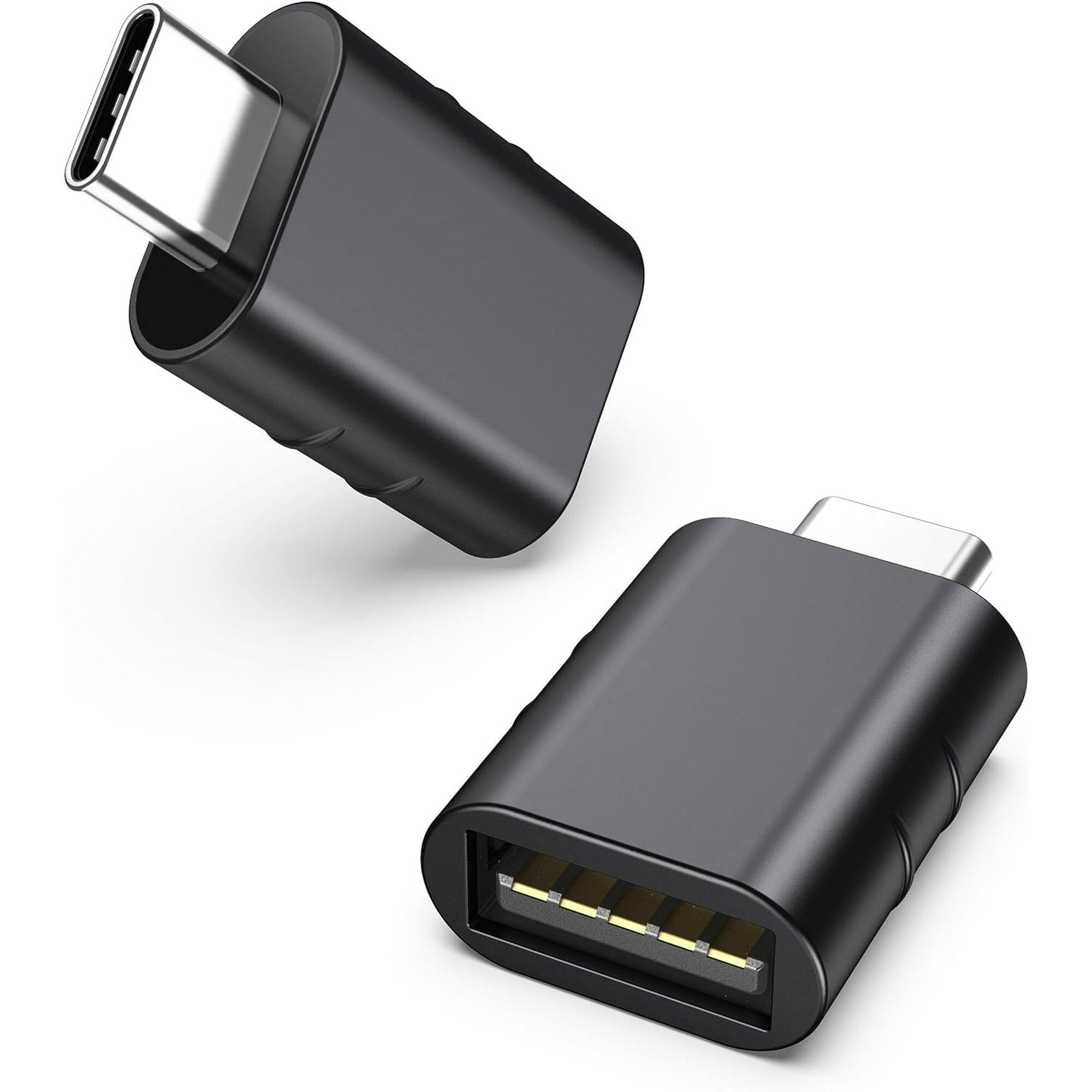 Front. Entronix - Entronix USB-C to USB-A Adapter - 2-Pack for Seamless Connectivity with iPhone and MacBook - Black.