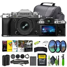 Fujifilm - X-T5 Mirrorless Camera With XF 16-50mm f/2.8-4.8 Lens Kit Bundle - Silver