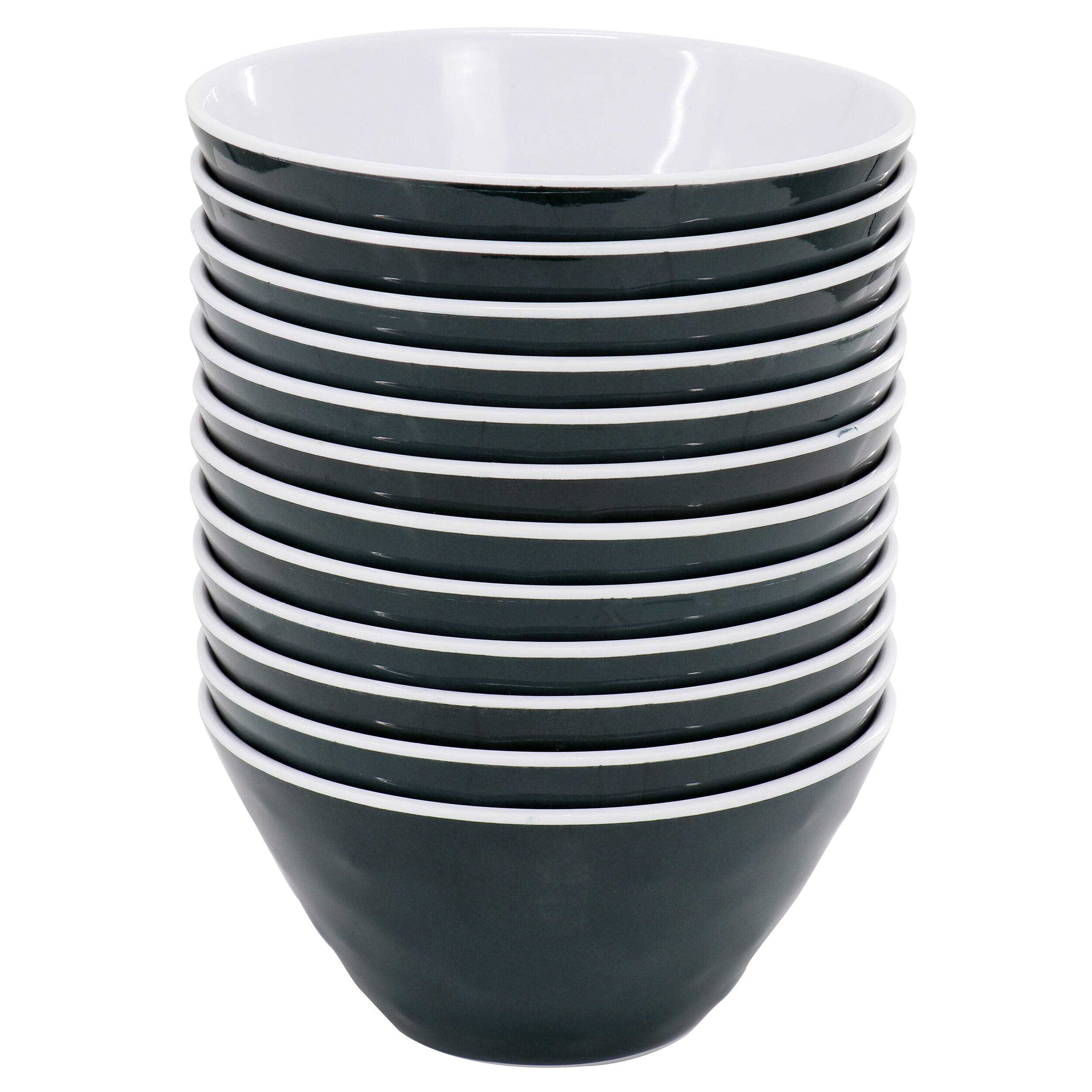 Alt View 1. Gibson - Gibson Home Tropical Sway 12 Piece 6 Inch Melamine Bowl Set in Leaf Decal Teal - Blue.