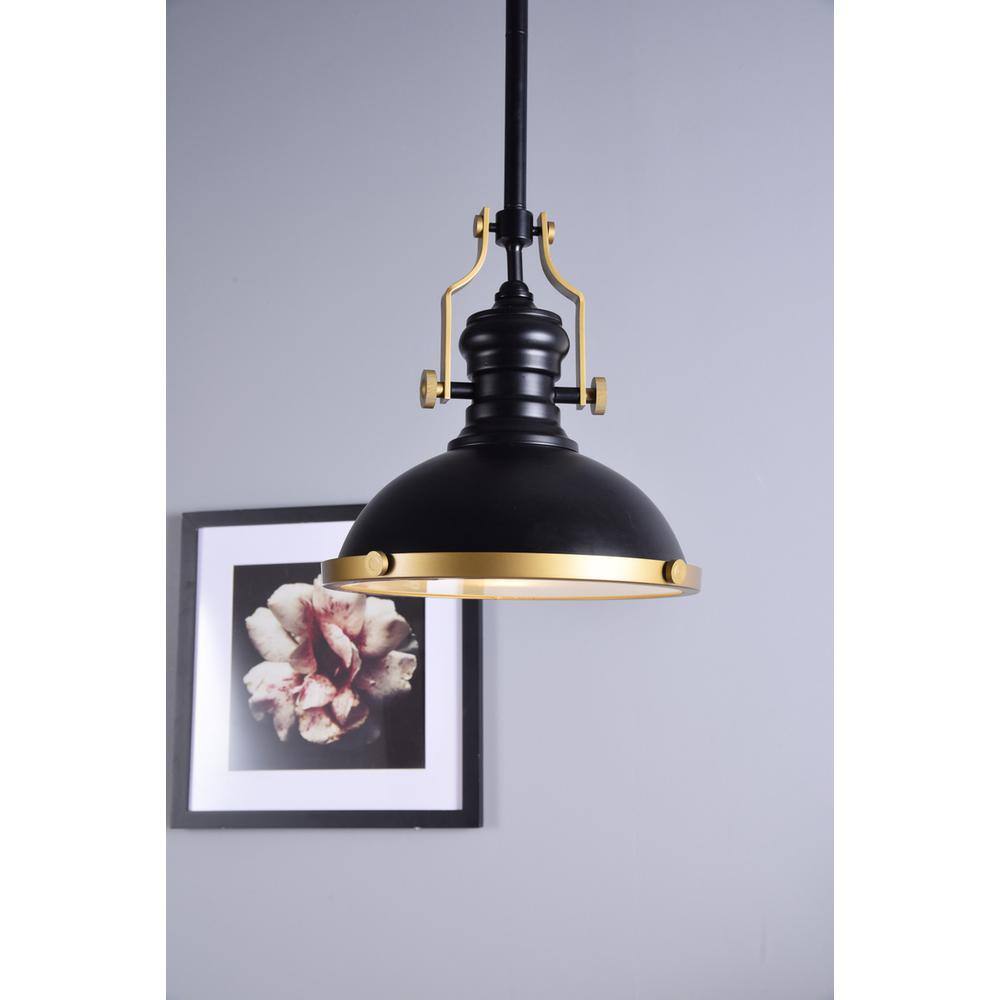 Left. Living District - Eamon 1 Light matte black Pendant - Matte Black.