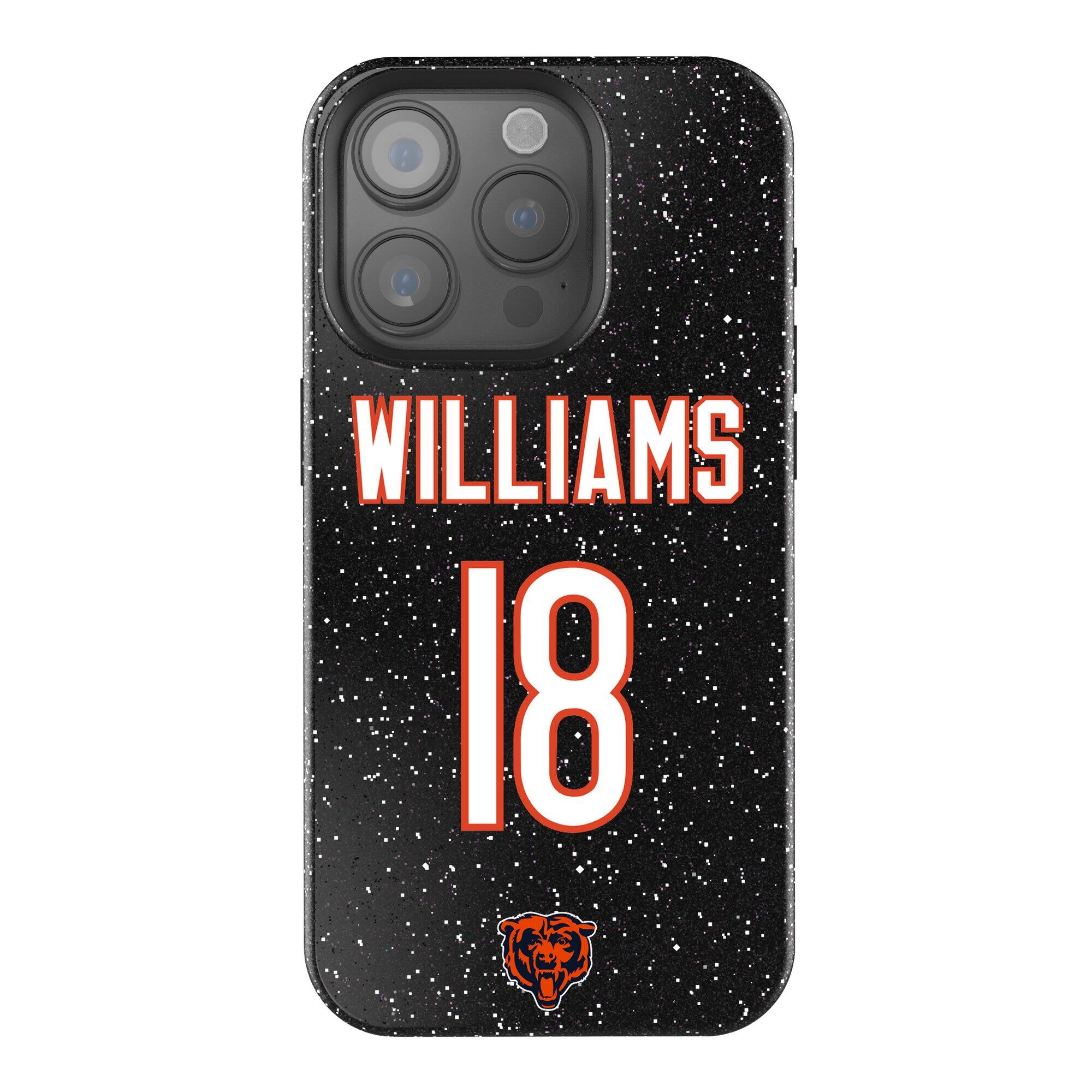 Front. Keyscaper - Caleb Williams Black Chicago Bears Bling iPhone Case - 15 Pro - Black.