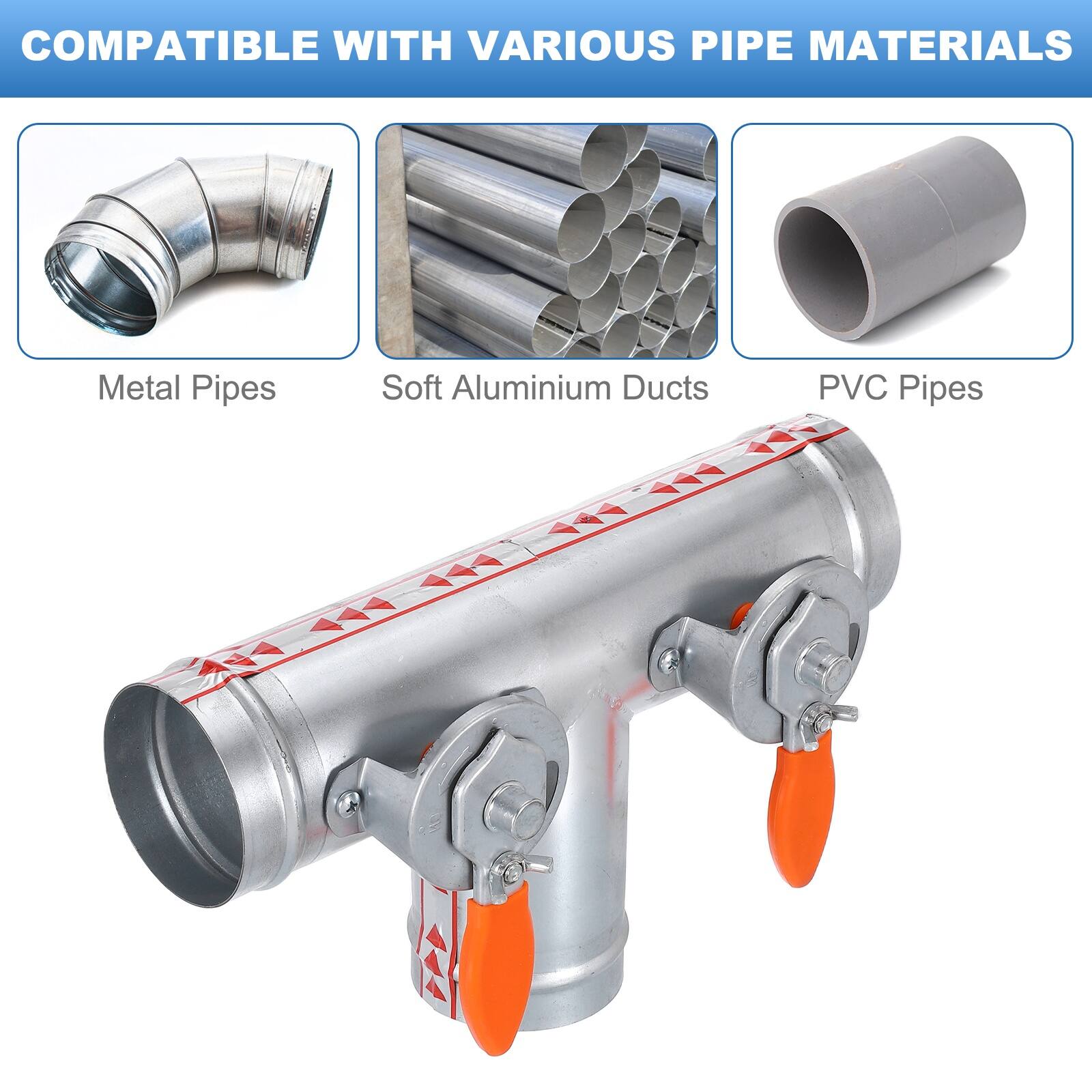 COMPATIBLE WITH VARIOUS PIPE MATERIALS

- Metal Pipes
- Soft Aluminium Ducts
- PVC Pipes