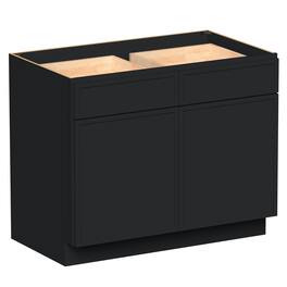 Boyel Living - 42-in W x 34.5-in H x 24-in D Shaker RTA Kitchen Base Cabinet with Soft-Close - Black