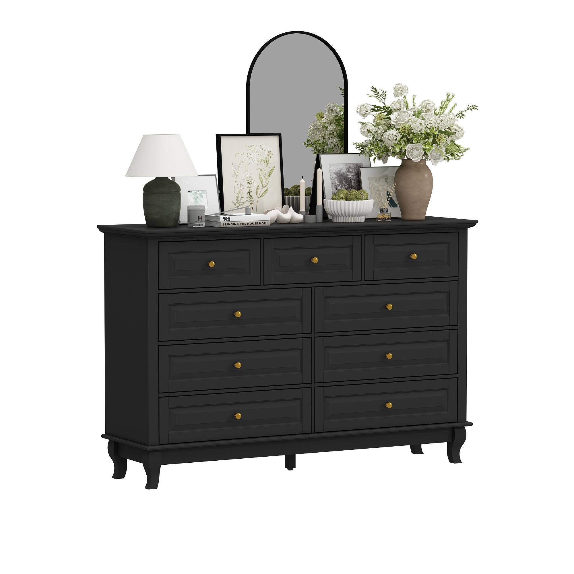 Angle. FUFU & GAGA - FUFU&GAGA Multi - Drawer Dresser Chic Storage Chest of Drawers Enduring Appeal - Black.
