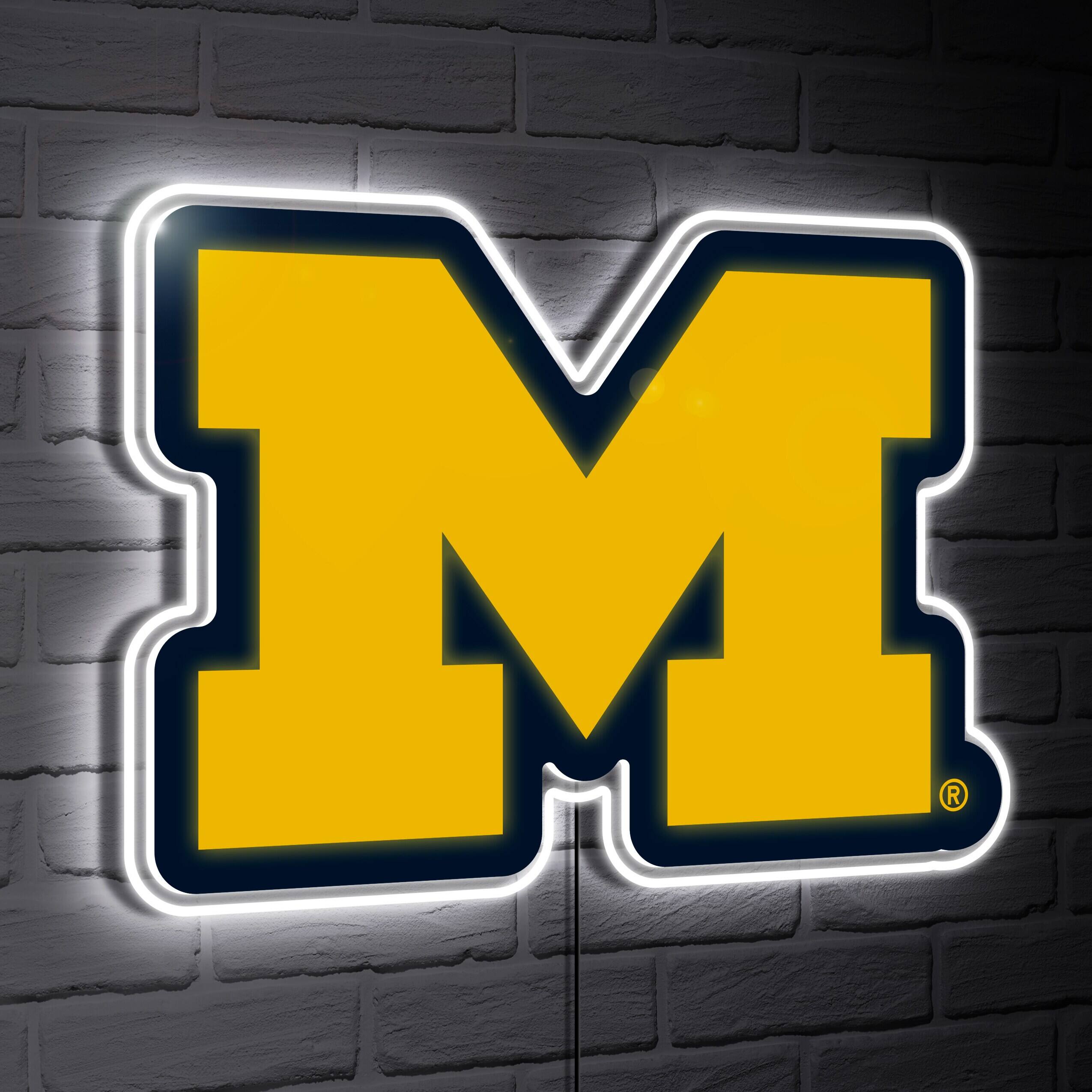 Michigan Wolverines LED Team Logo Shaped Lighted Wall Sign