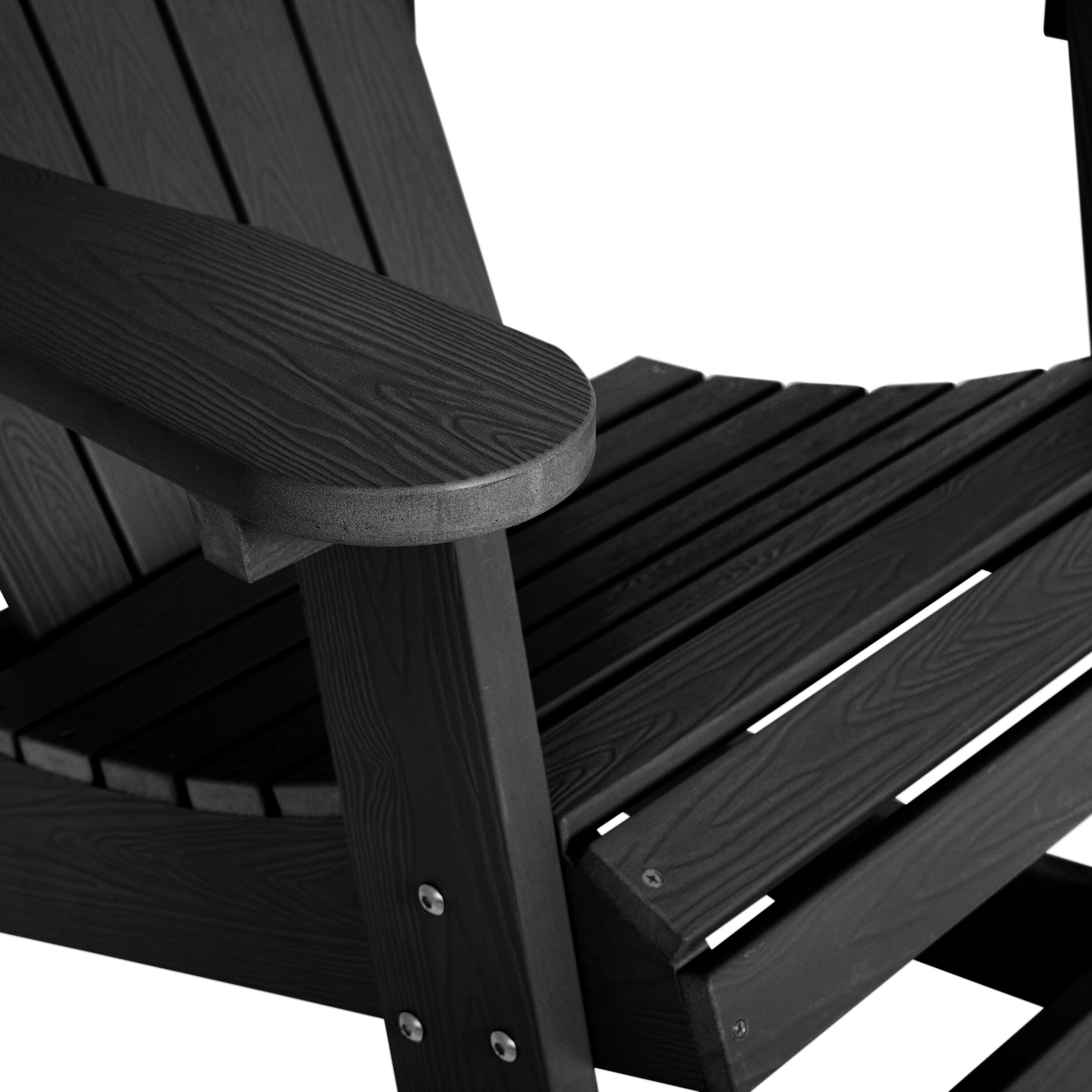 Alt View 8. Emma + Oliver - Classic All-Weather Poly Resin Rocking Adirondack Chair with Stainless Steel Hardware for Year Round Use - Black.