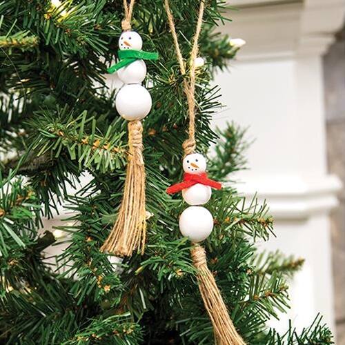Angle. BreeBe - Tassel Snowman Ornament 2 Asstd. - Multicolor.
