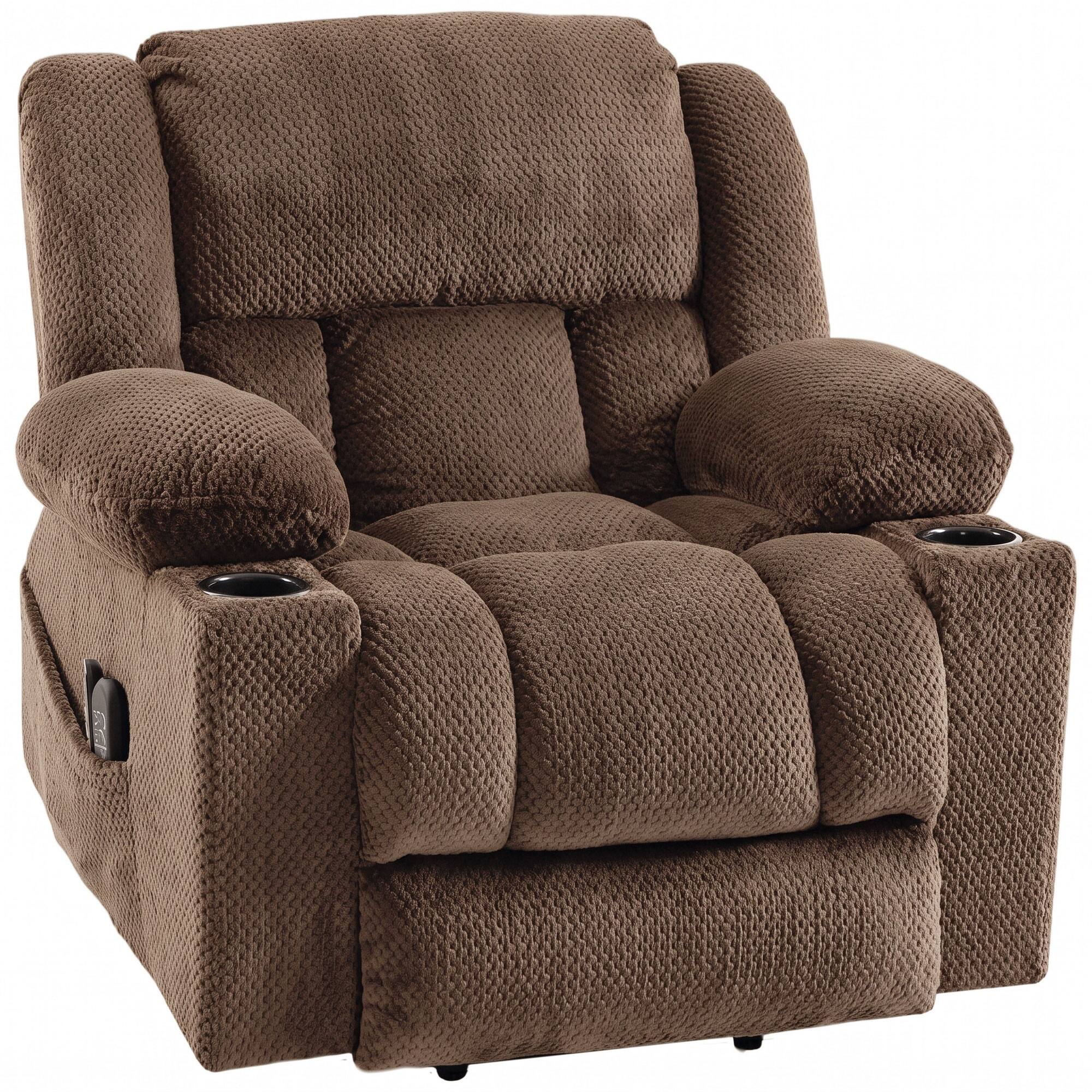 Front. Homcom - Motor Power Lift Recliner Chair with Massage and Heat for Elderly, 180° Flat Recline, Wide Seat - Dark Brown.