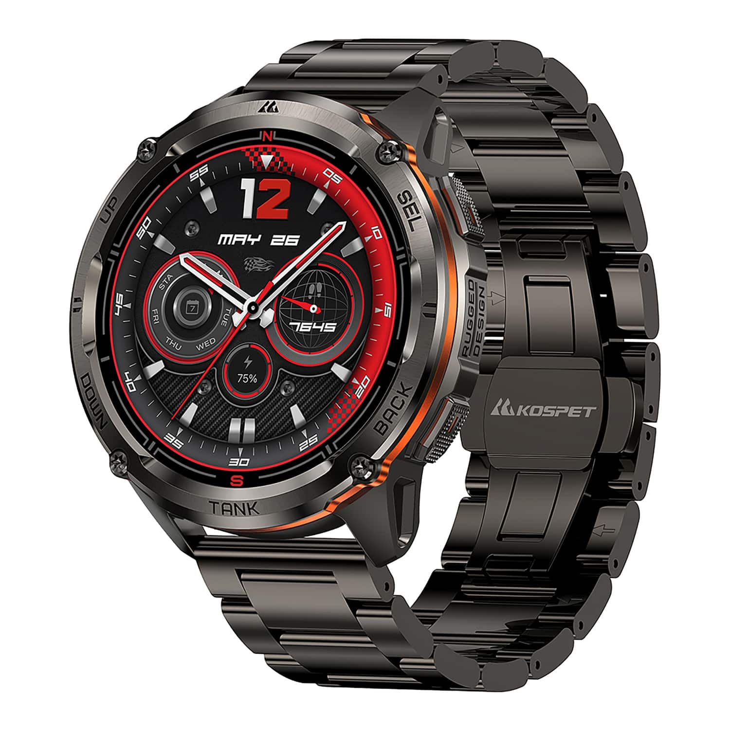 KOSPET - P-TUS002-B TANK T3 Ultra 2 1.43-In. AMOLED GPS Smartwatch with Stainless Steel Band (Black) - Black - (2025)