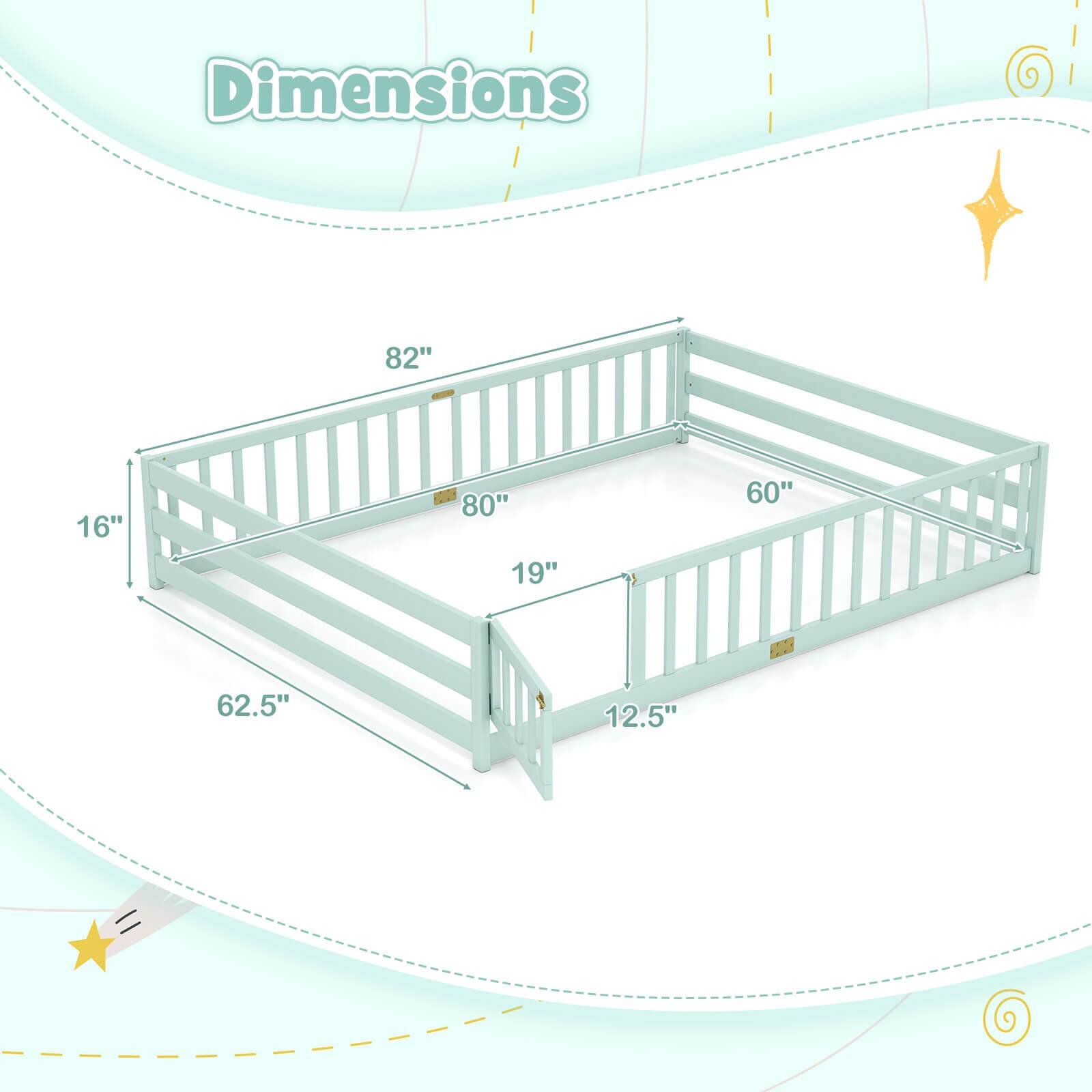 Dimensions:  
- Length: 82"  
- Width: 60"  
- Height: 16"  
- Depth: 80"  
- Stair Height: 19"  
- Stair Width: 12.5"  
- Overall Height: 62.5"