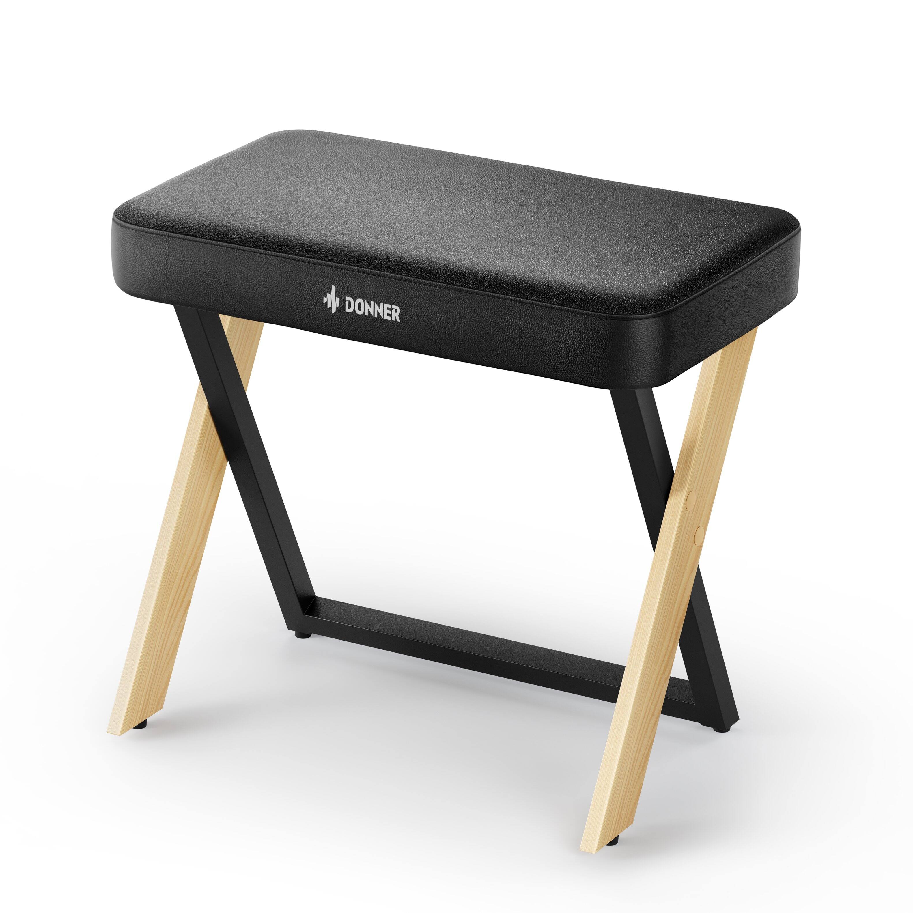 Angle. Donner music - Donner DKB-300 Home Style Metal Legs Padded Piano Bench - Light Wood Color.