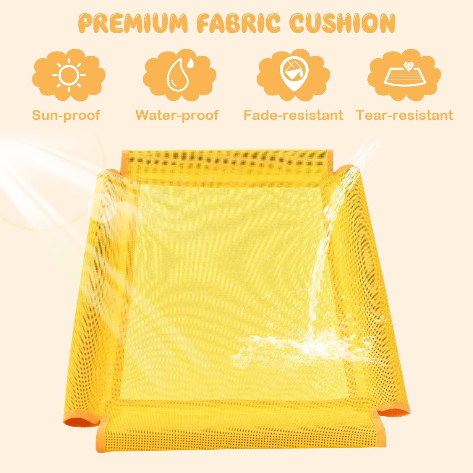 PREMIUM FABRIC CUSHION

- Sun-proof
- Water-proof
- Fade-resistant
- Tear-resistant