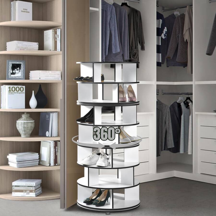 Kings Brand Furniture 7 Tier Rotating Shoe Rack, 360° Revolving Lazy ...