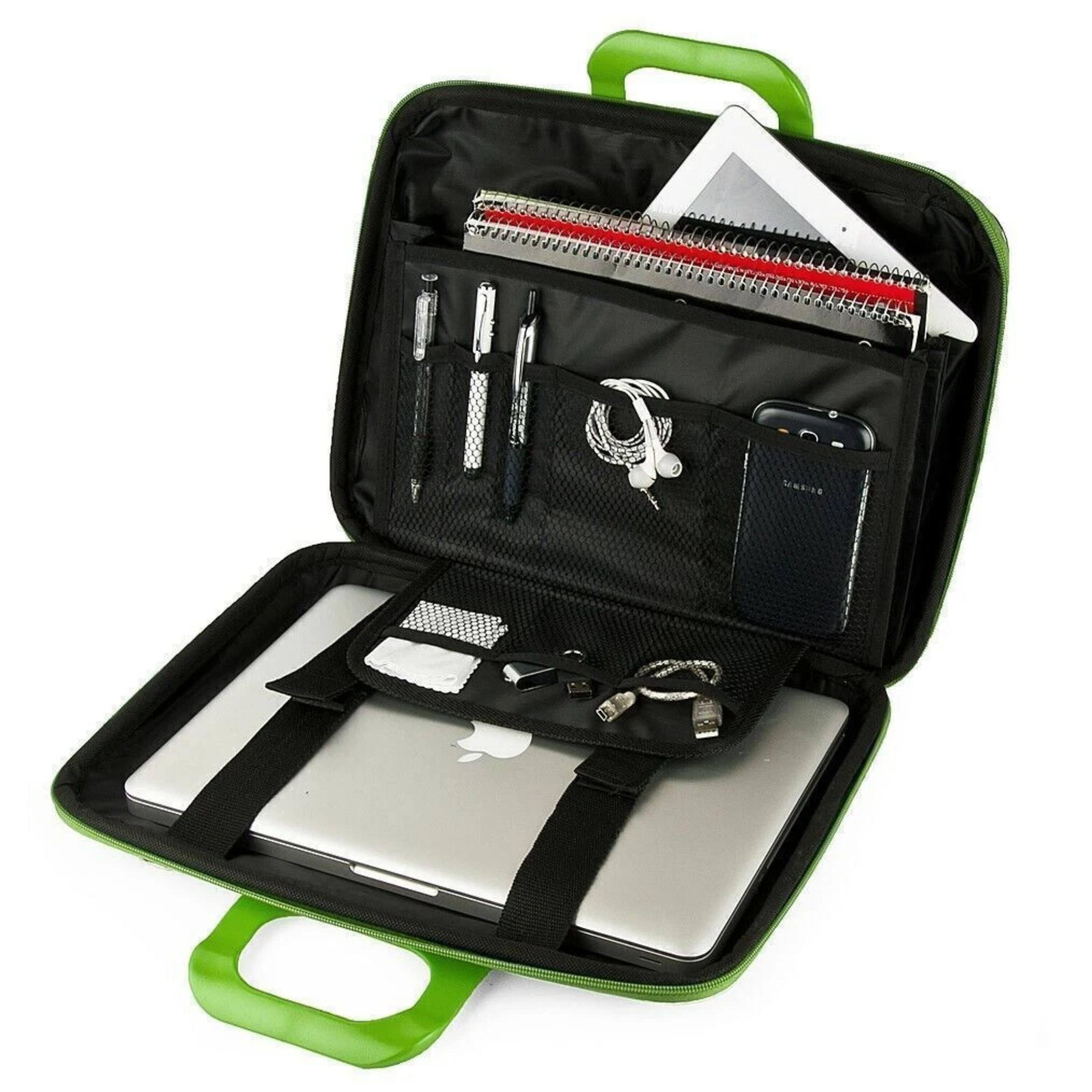 Alt View 1. Kitcheniva - Leather Laptop Case Shoulder Bag For 14" Laptop Green - Green.